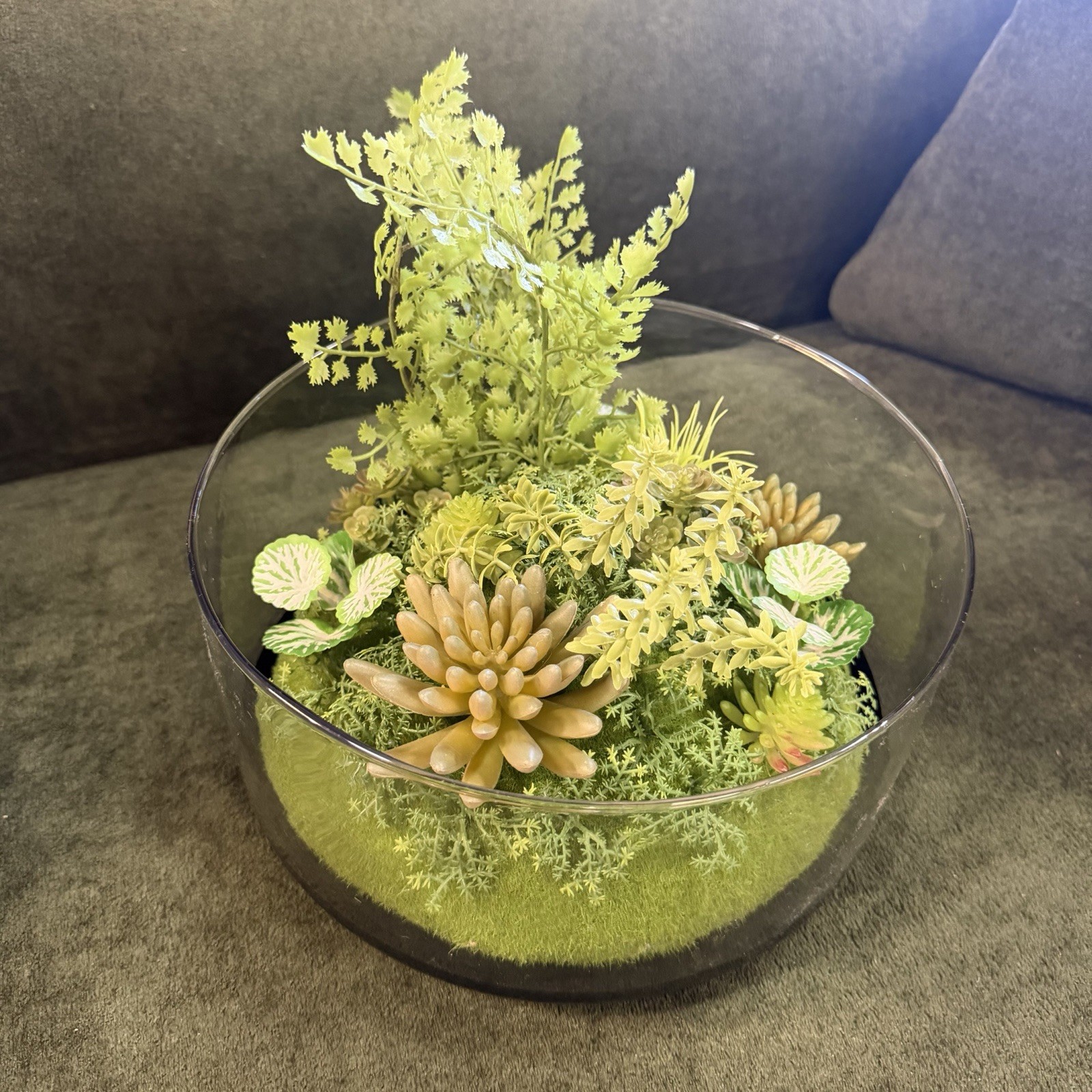 Pack of 2 Artificial Succulent Arrangement Planter Bowl, Green/Tan 8in x 9in