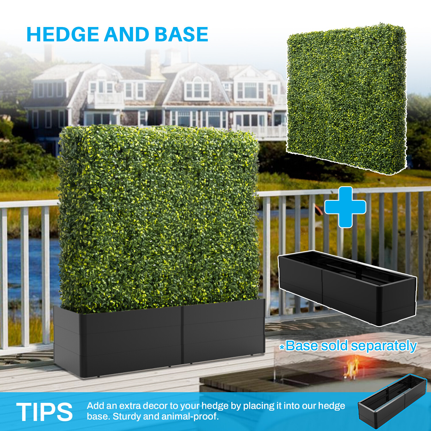 Durable Artificial Boxwood Green Faux Privacy Hedge Wall for Office Garden Decor