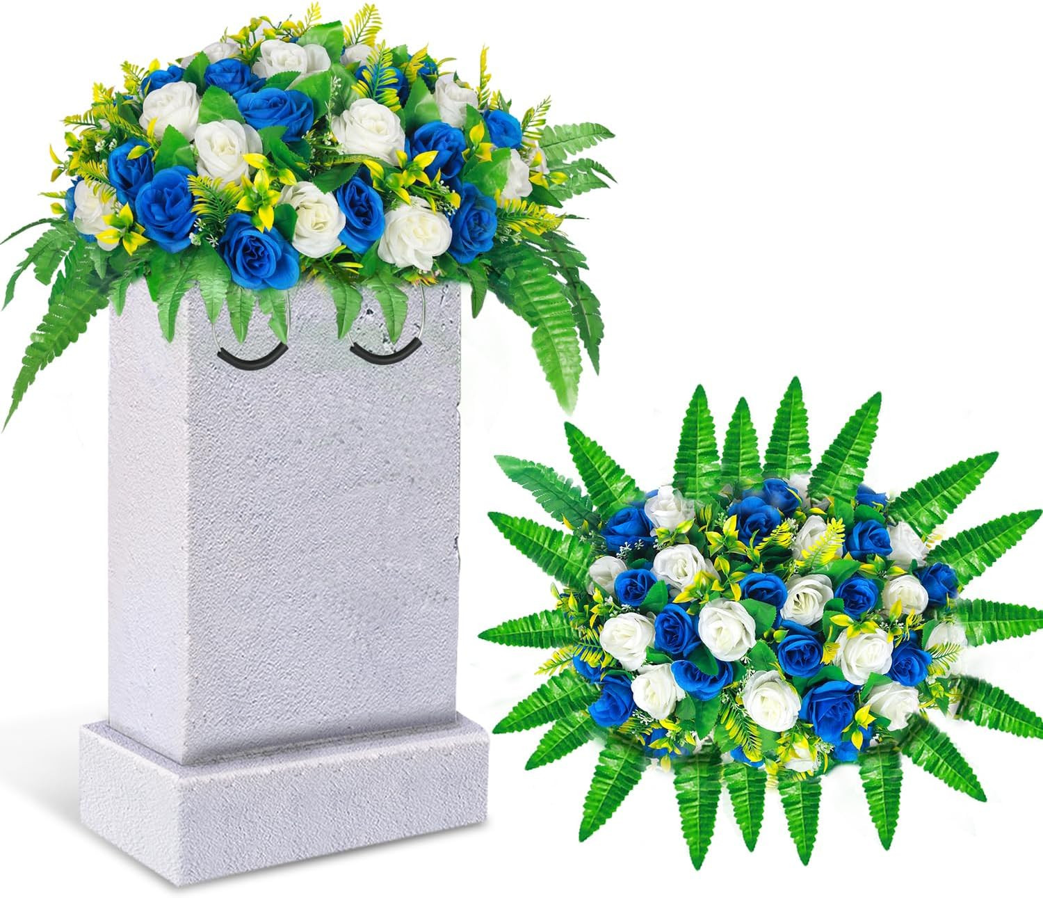 Artificial Cemetery Flowers, Silk Flower Arrangement,Artificial Rose Bouquet Gra