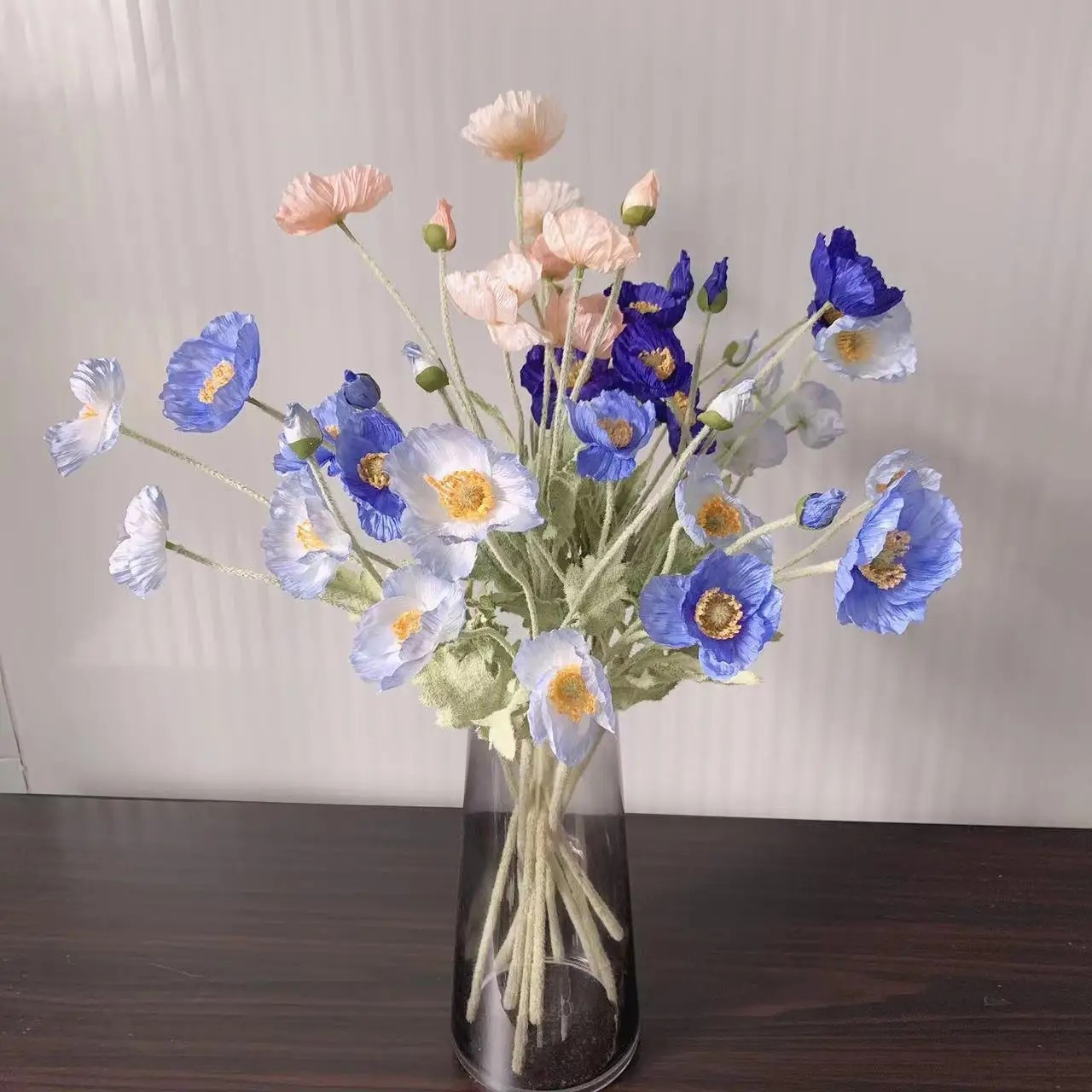 Artificial Poppy Flowers Silk Bouquet Long Stem Fake Floral Home Decor