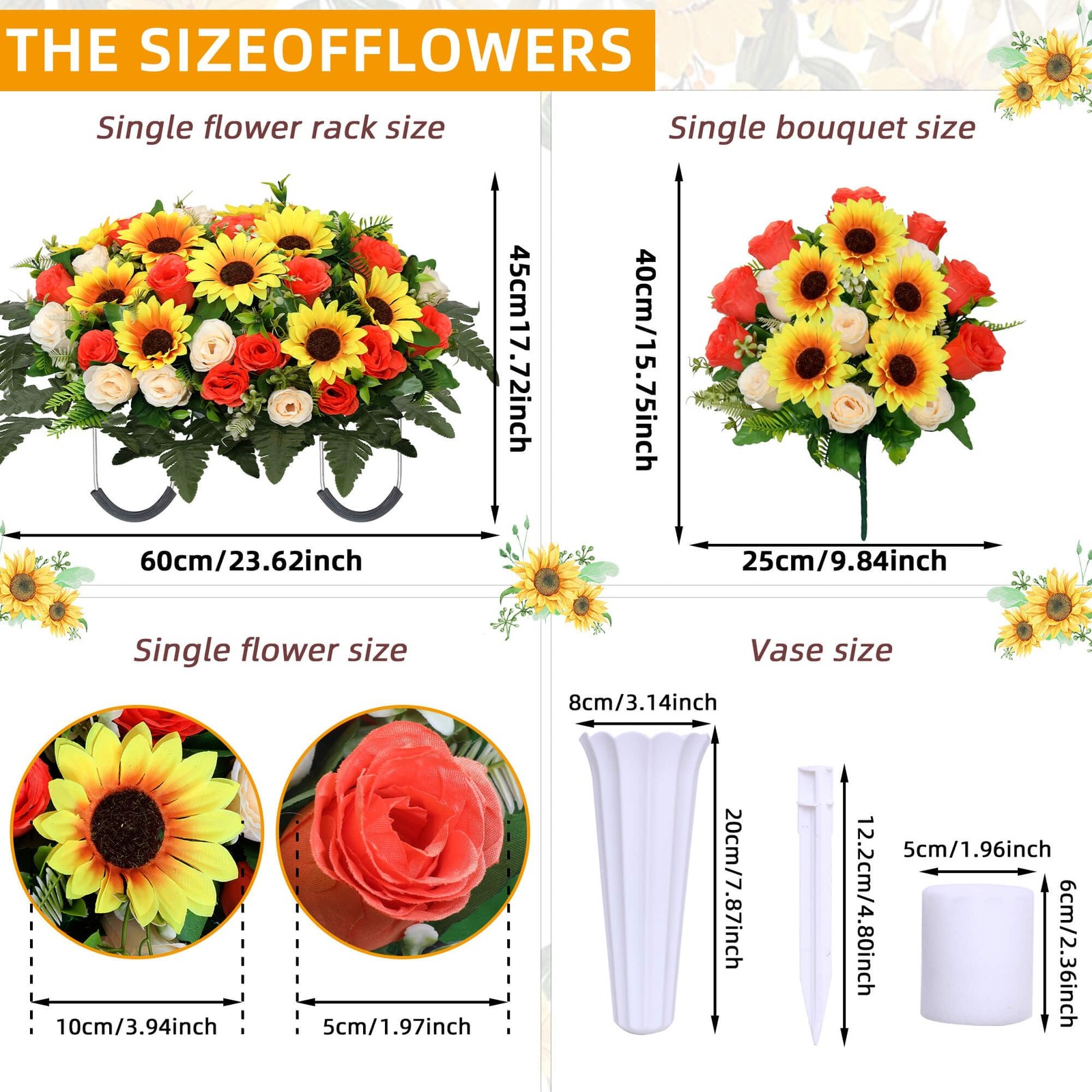 Artificial Cemetery Flower Saddles for Graves, Cemetery Memorial Flowers with…