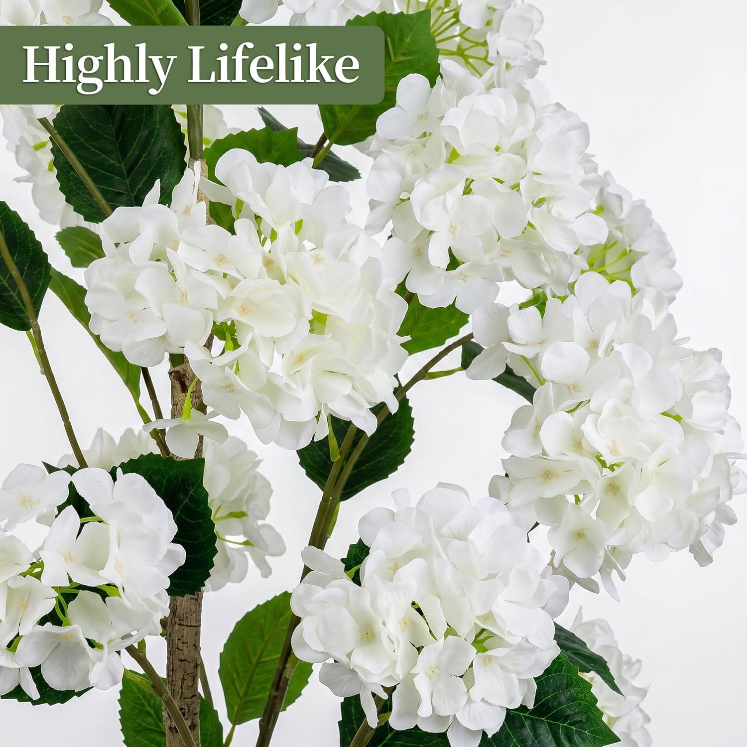 Set of 2 Lifelike 4FT White Hydrangea Flower Trees for Home & Garden Decor