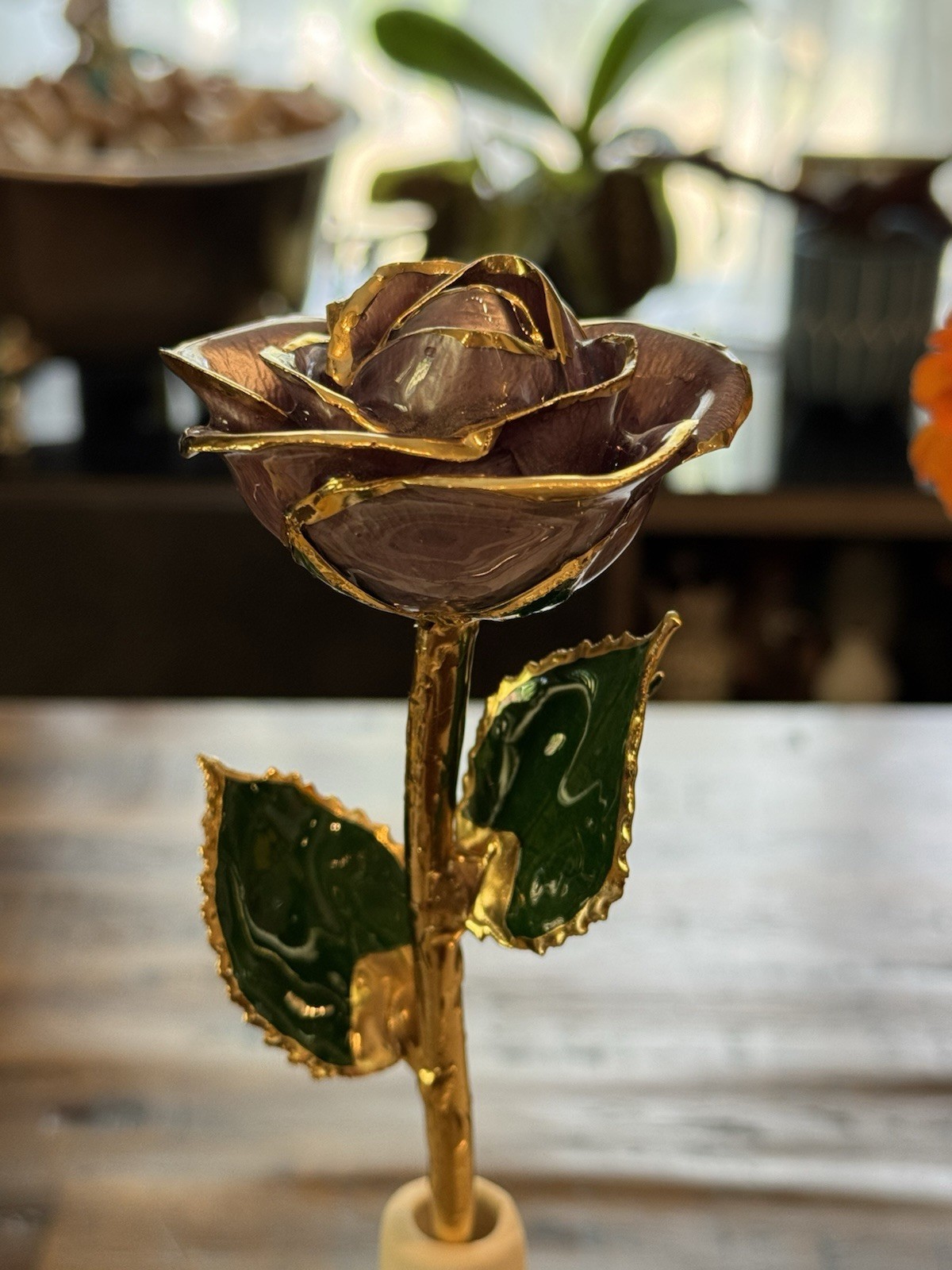 Rare Color: Purple Forever Rose Dipped in Gold