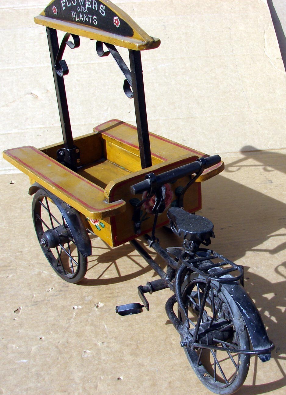 Home Counter Top Deco Bicycle Carriage Flowers Plants Cart Display