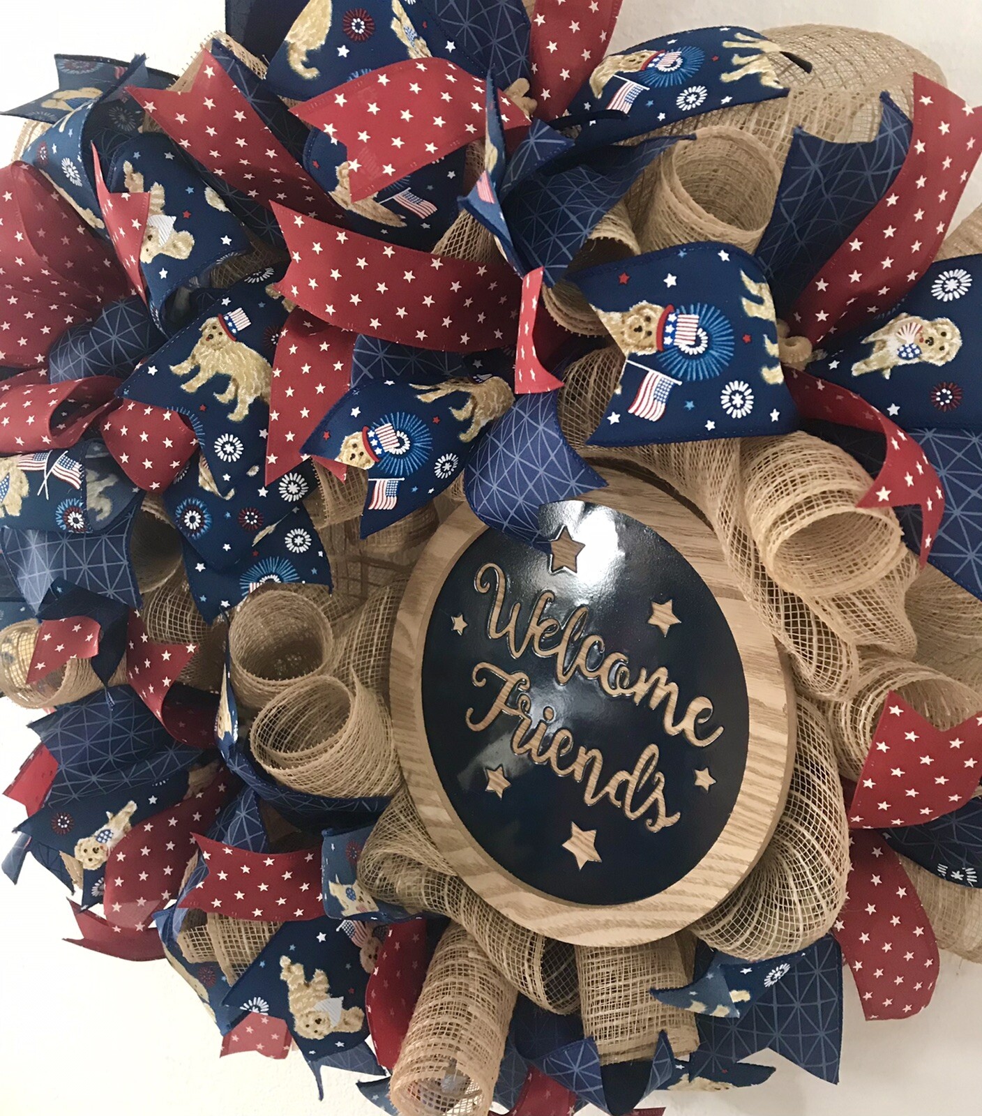 Deco Mesh Patriotic Rustic Wreath, Americana Wreath, Patriotic Decor,