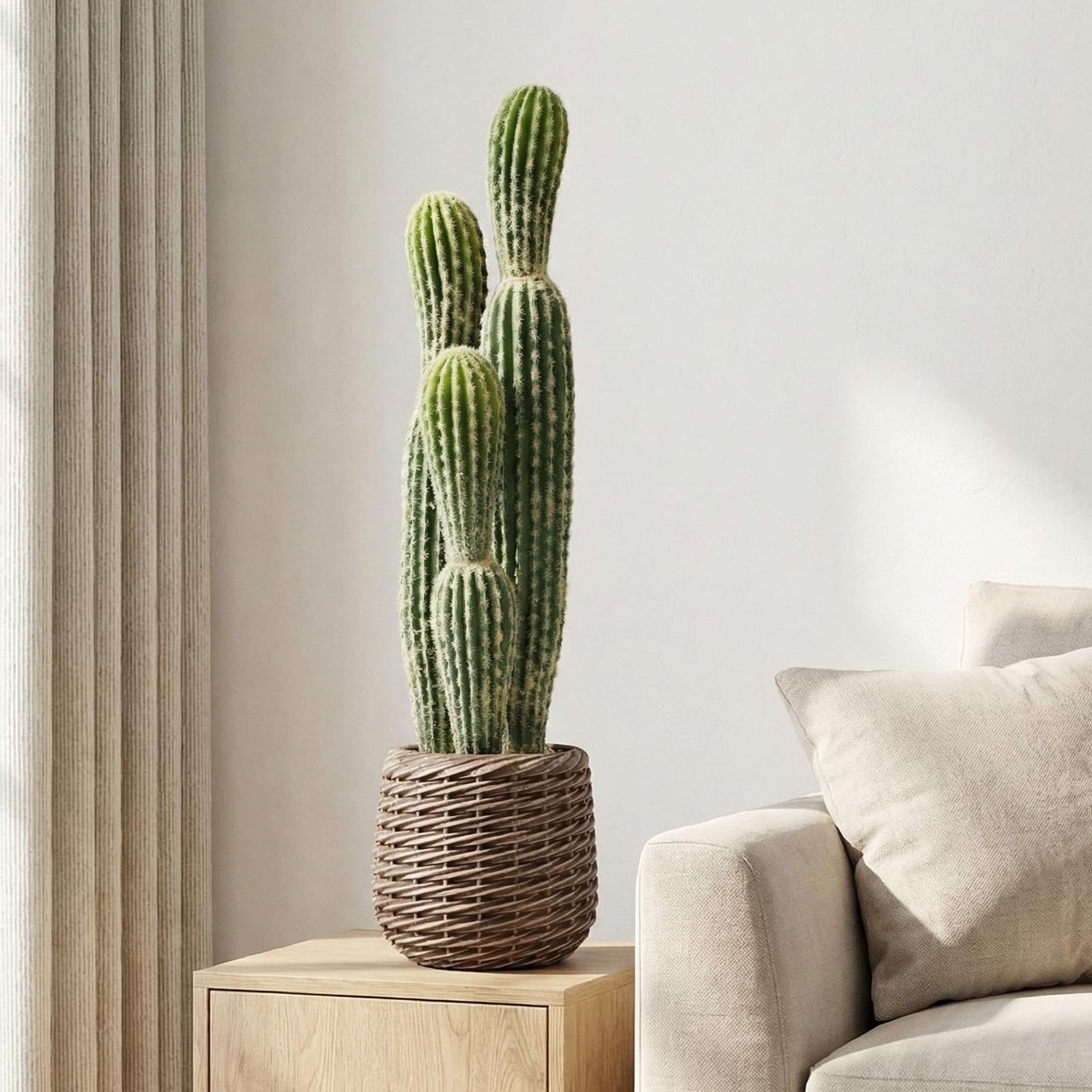 2.5ft Artificial Cactus Plants Outdoor, Tall Fake Cacti Plant in Brown Pot, F…