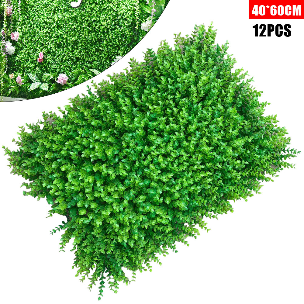 12X Artificial Plant Panels Wall Boxwood Fence Hedge Mat Grass Floral Decoration