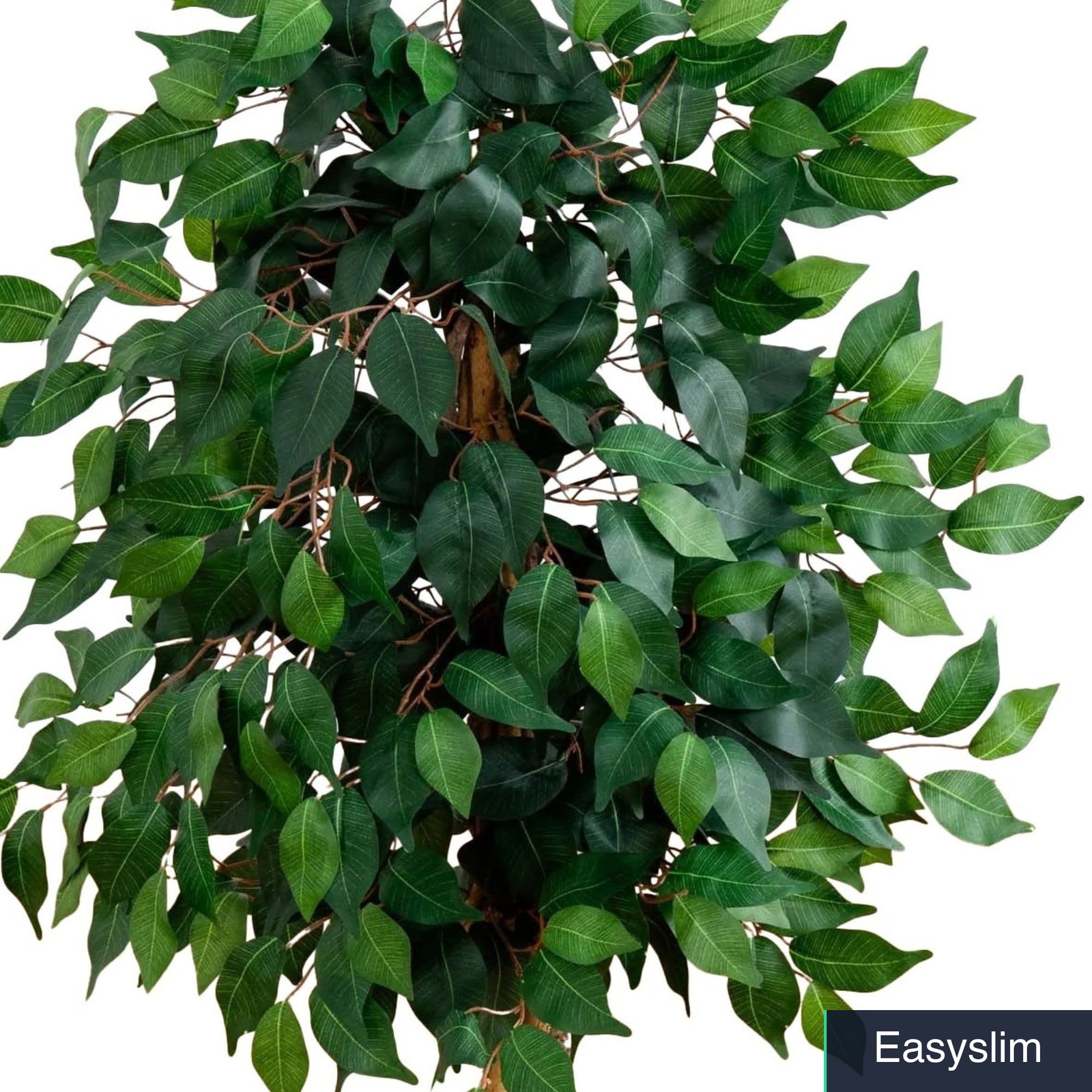 Artificial Ficus Tree 36 Inches Triple Trunk Green Silk Black Pot
