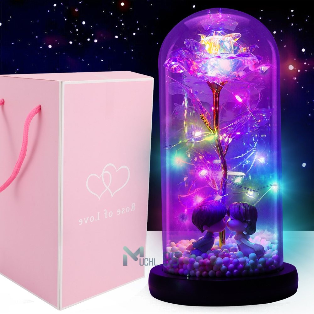 Valentines Day Rose Gifts for Her Women Birthday Gift Galaxy Glass Rose Forev…