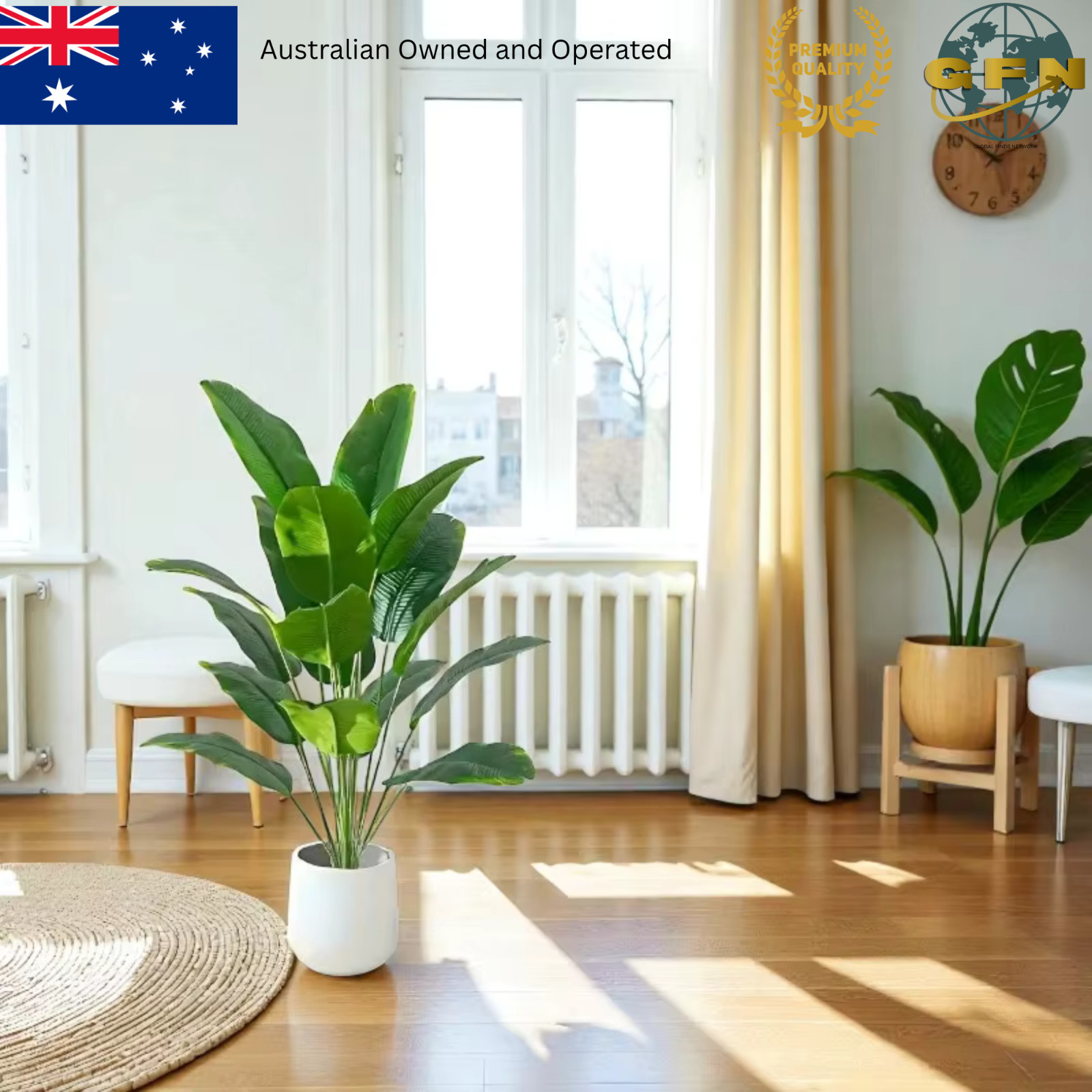 Artificial Palm Tree Plant Large Tropical Monstera Banana Leaves Faux Home Decor
