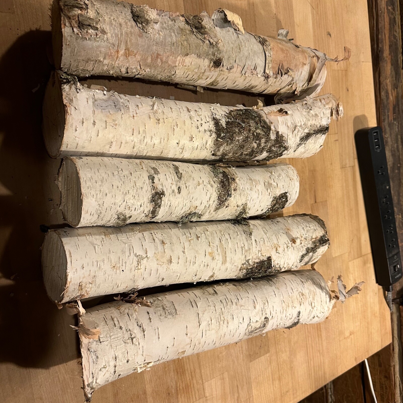 White Birch 5 Pc 13-15”Long Decorative Log Set Real Wood dried