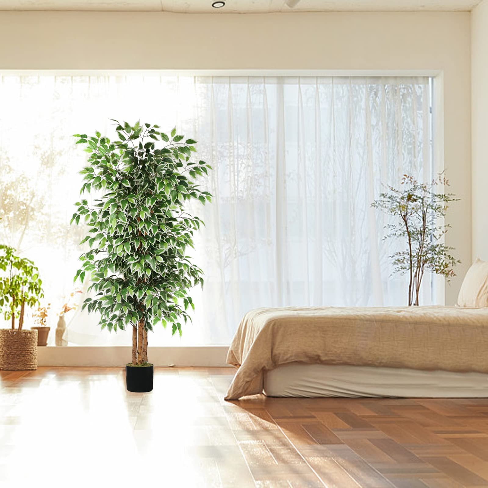 GTIDEA 6ft Artificial Tree Ficus, Tall Faux Trees Indoor 6ft, Ficus