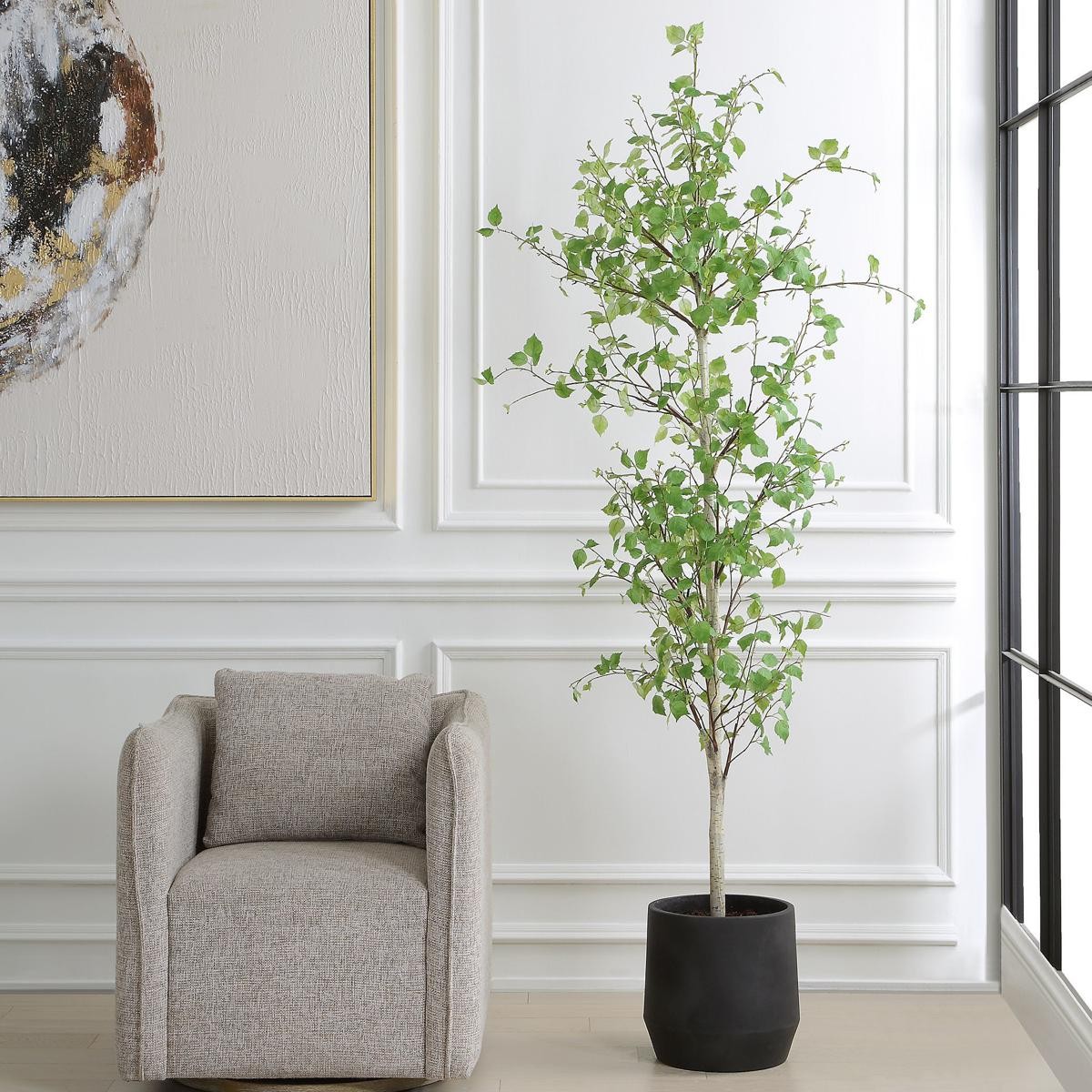 Uttermost 60263 Boreal Aged Gray and Green Potted Birch Tree