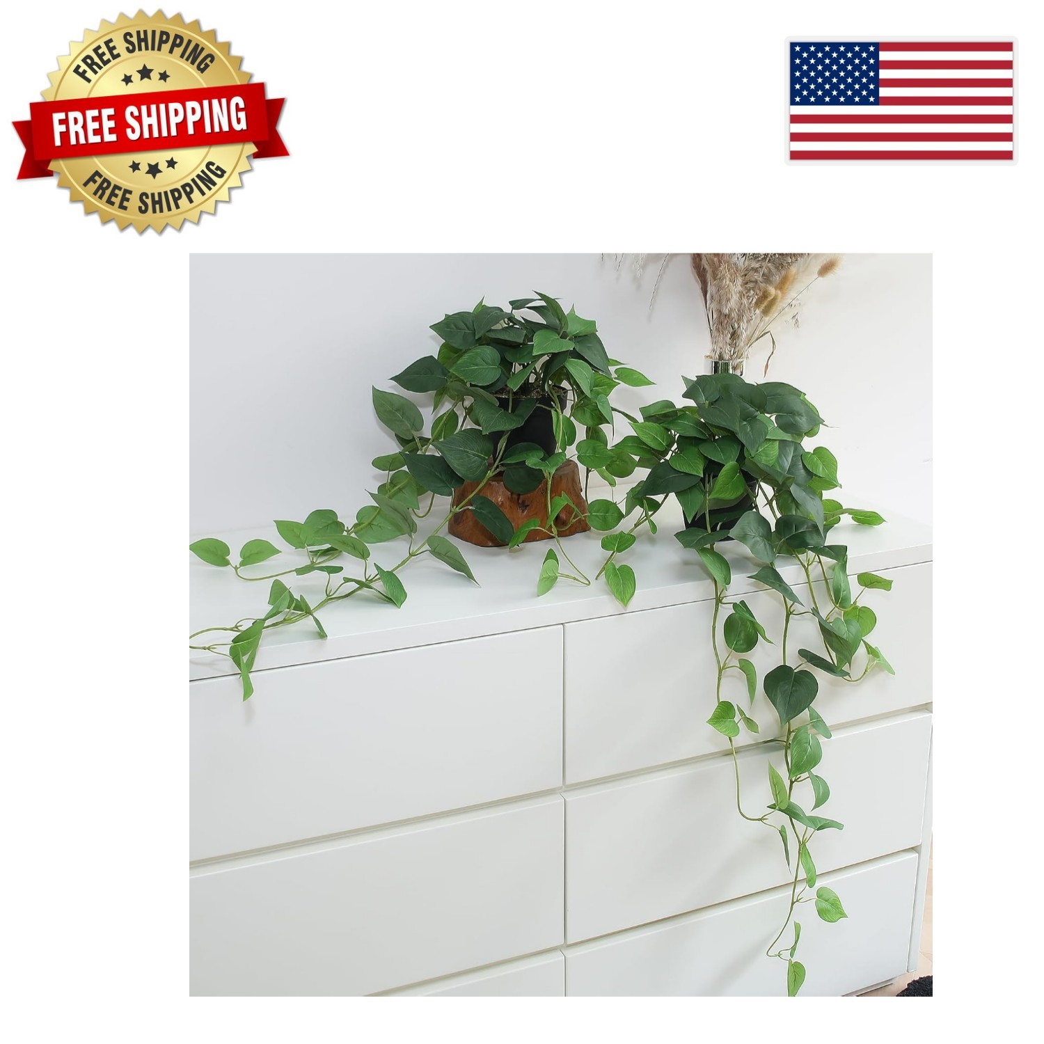 Lush 33-Inch Faux Ivy Vines – Low Maintenance Hanging Plants for Home & Office