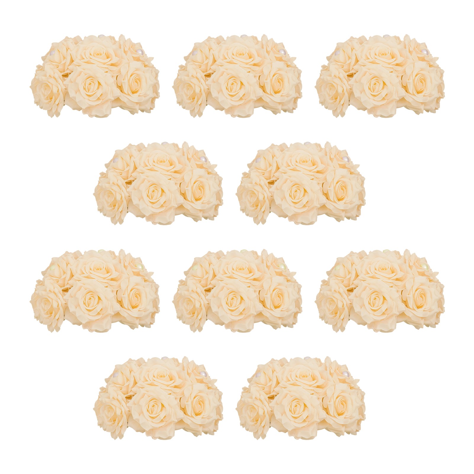 10*Bouquet Wedding Artificial Flower Balls for Table Deco, Deep Champagne Color