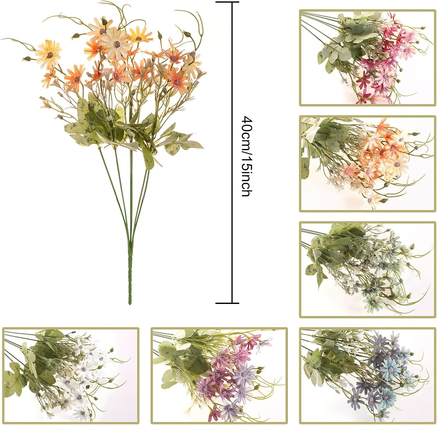 Artificial Flowers Silk Wildflowers In/Outdoor Fake Colorful Mixed Bundles Decor
