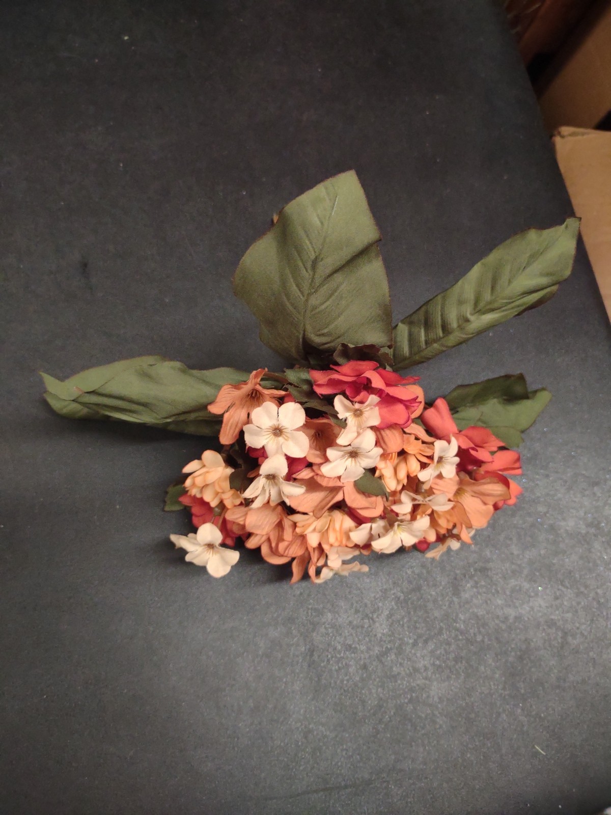 8.5″ Vintage Fall Silk Bouquet, 9 Stems Peach & Persimmon Orange Earthtone Daisy