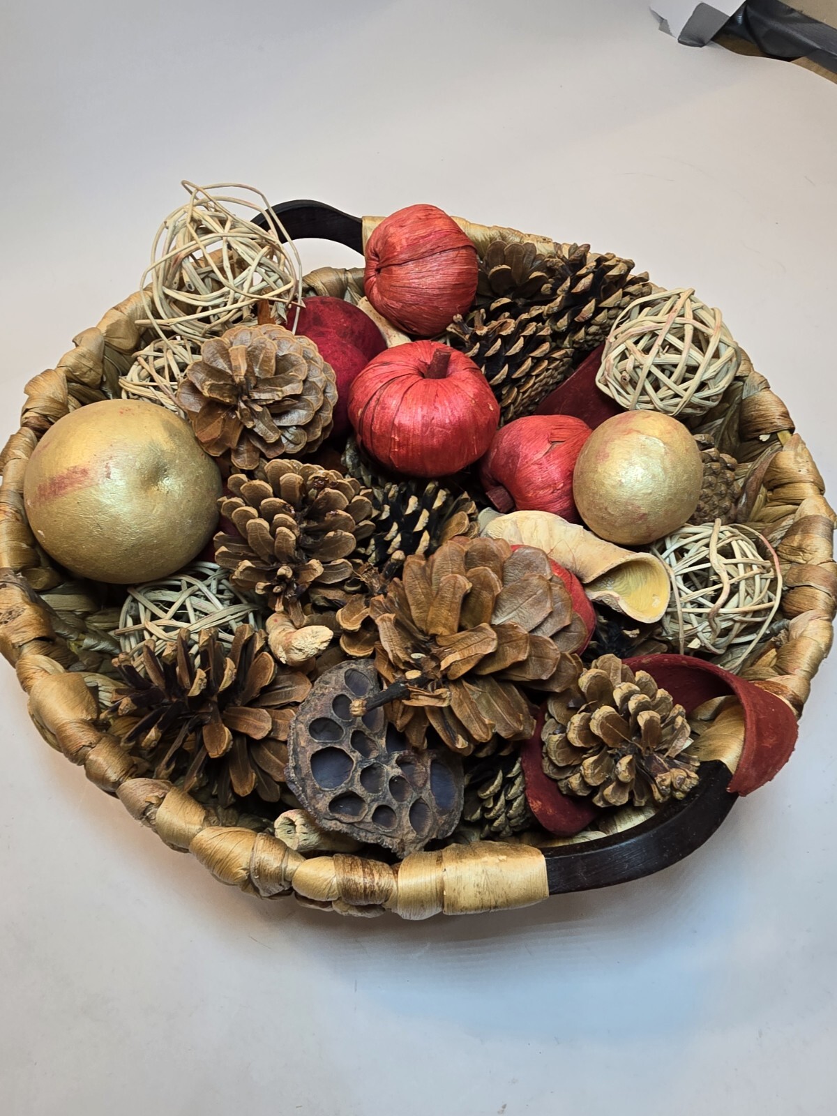 Rustic Forest Jumbo Artificial Bowl Filler w/basket Holiday Decor Potpourri