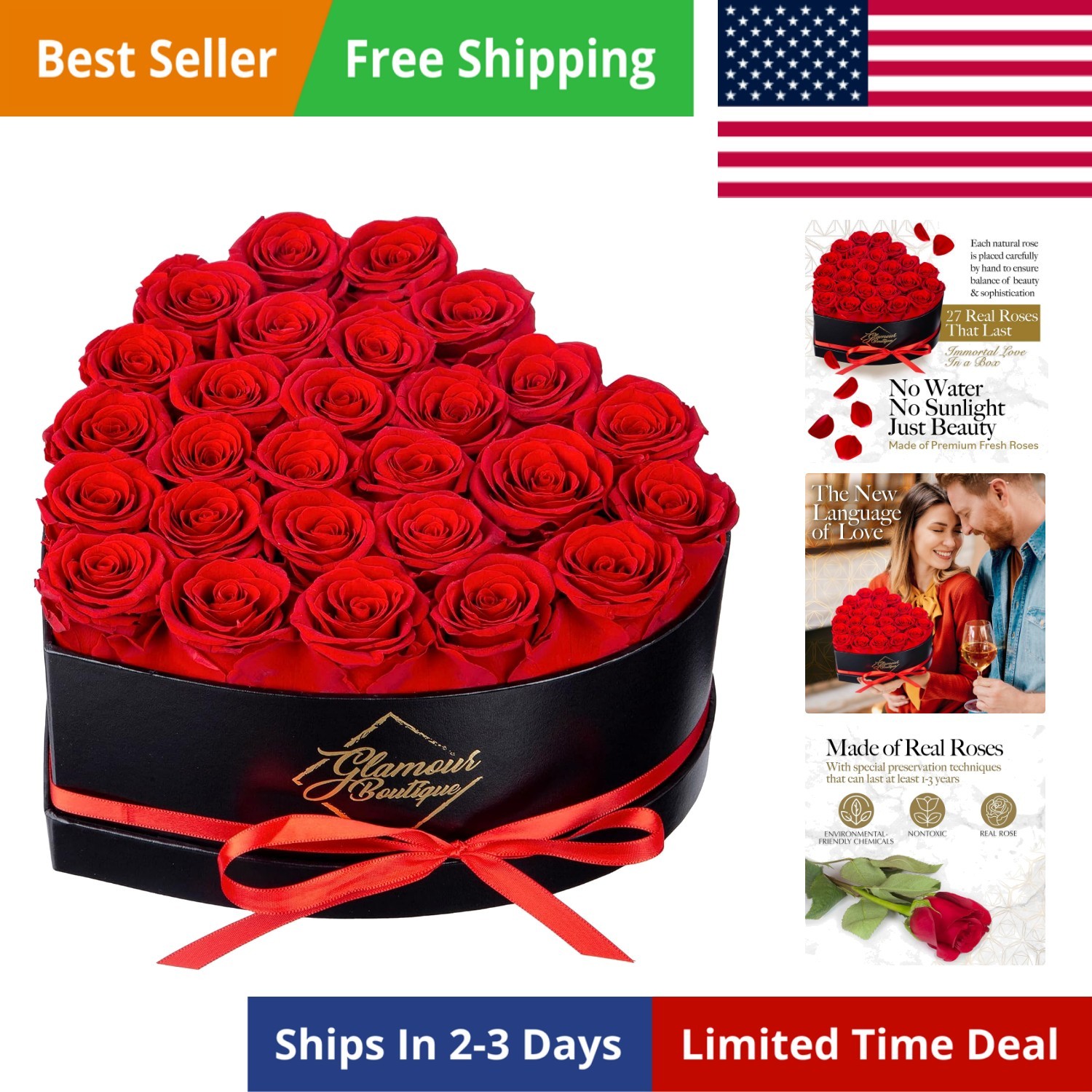 27 Flower Forever Heart Shape Box, Mothers Day Gift For Mom, Eternal Preserve…