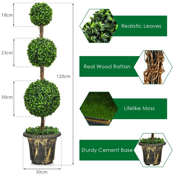 4′ Topiary Artificial Triple Ball Bay Tree Plant Modern Balcony Decoration Tree