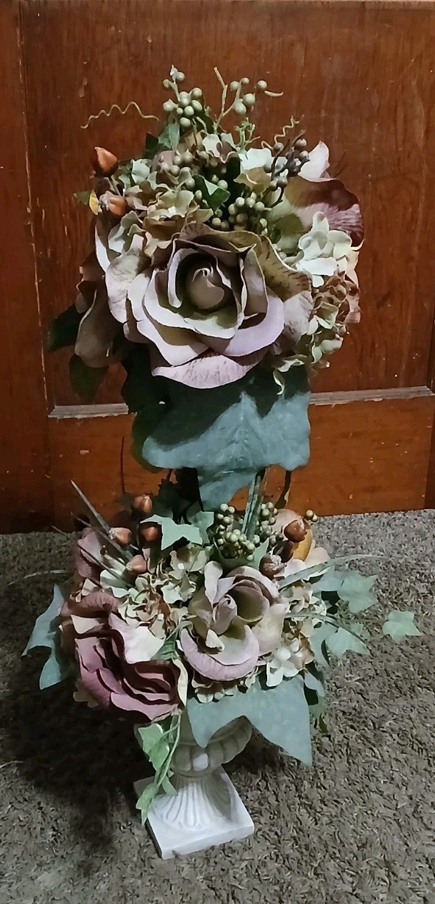 Mauve Floral Arrangement Artificial Flowers Standing Base