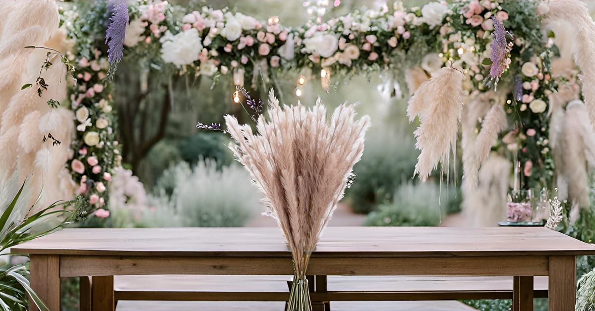 Faux Pampas Grass 8 PCS 30″/76cm Dried Fluffy Artificial Flowers Ascendant Gr…
