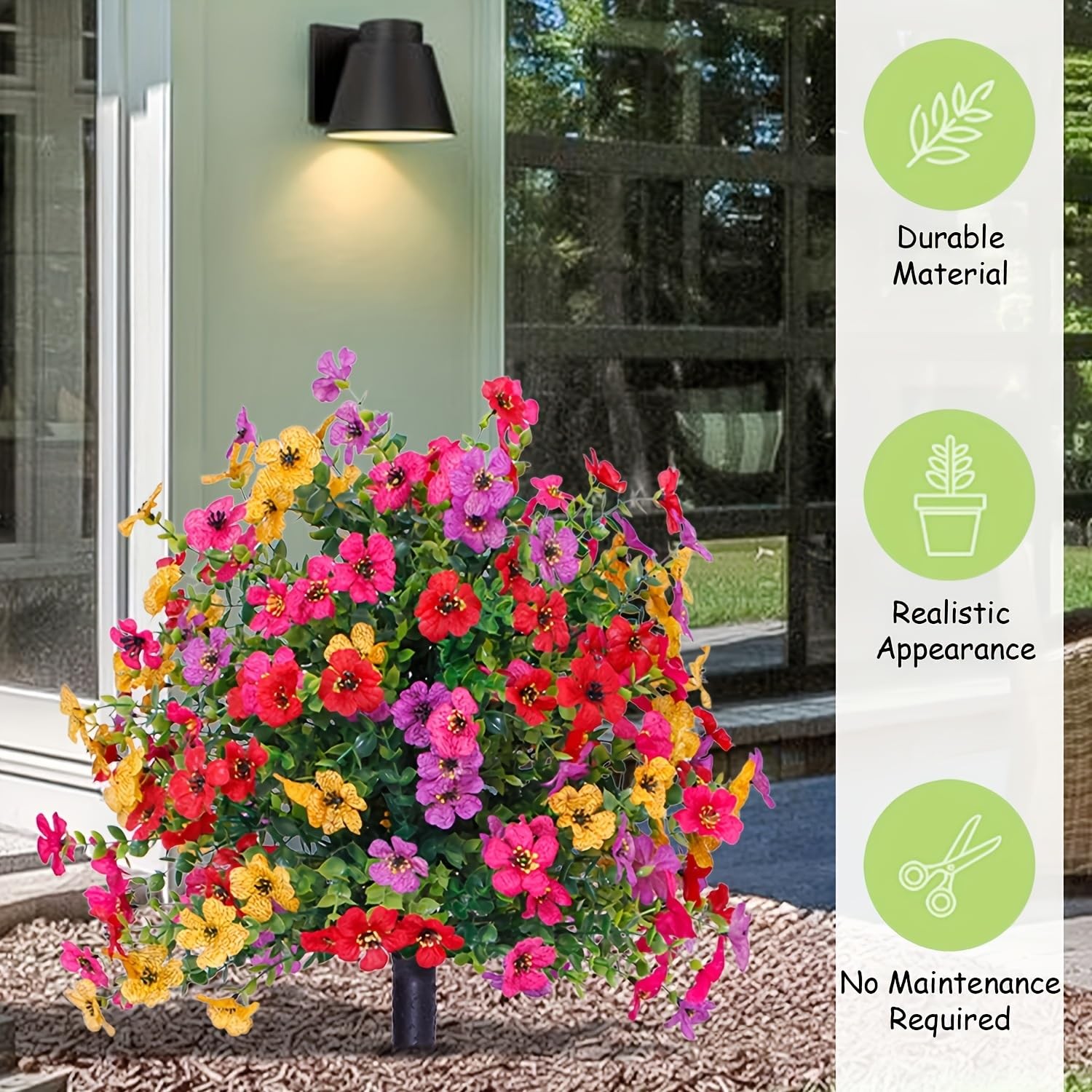 Artificial Outdoor Flowers with Stake, Artificial Petunias with Ground Stake,…