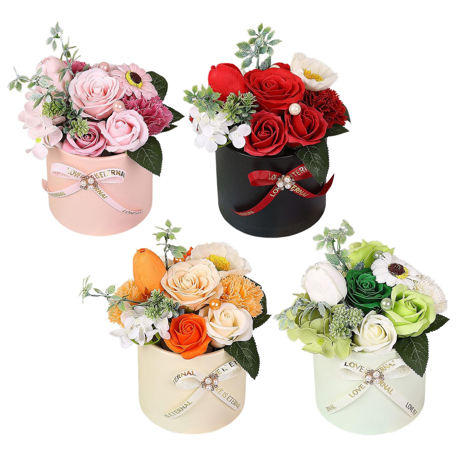 Soap Flowers Bouquet, Artificial Scented Rose Soap Flower Arrangement with Gi…