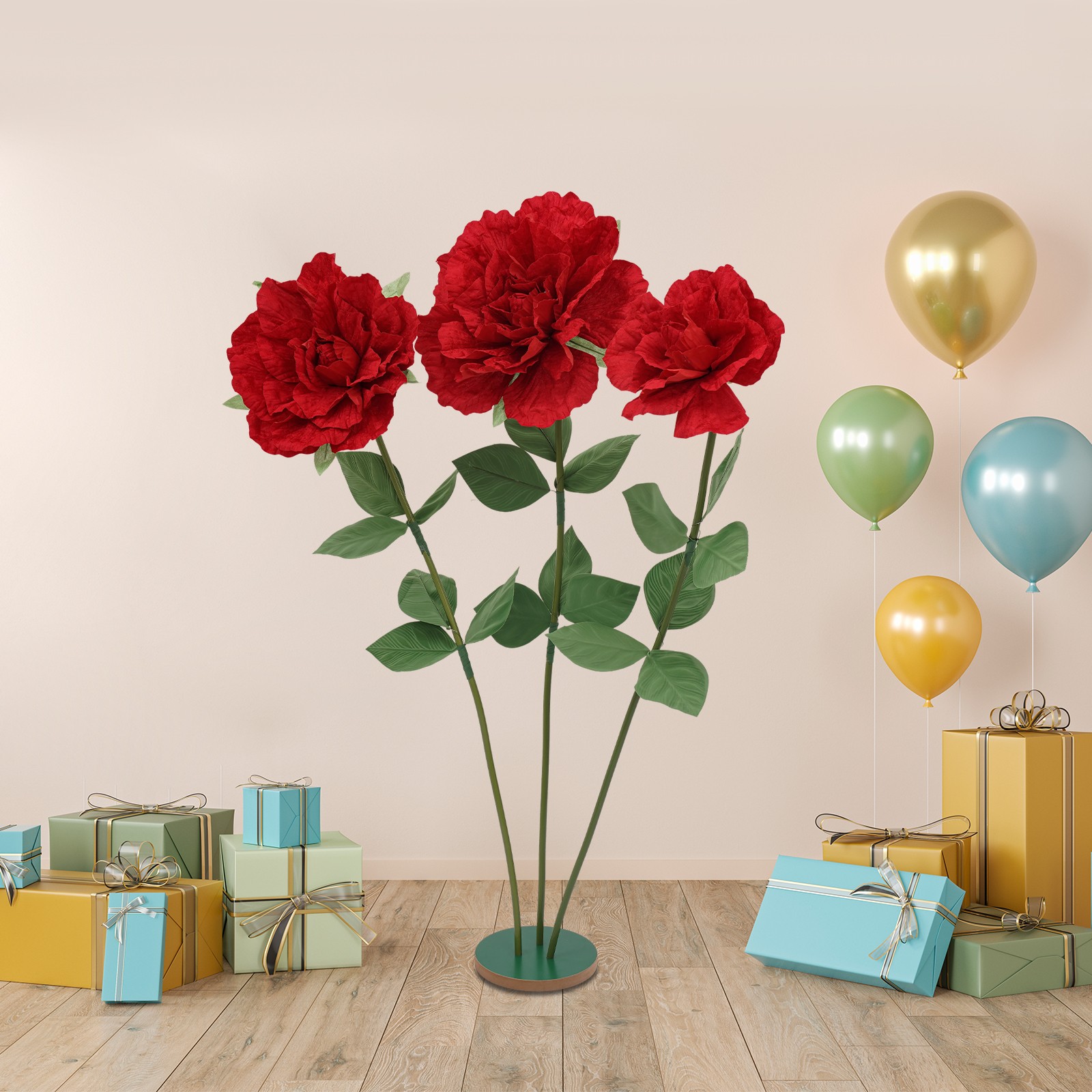 Giant Red Rose Huge Artificial Flower Jumbo Props 55″, Roadway Wedding stand