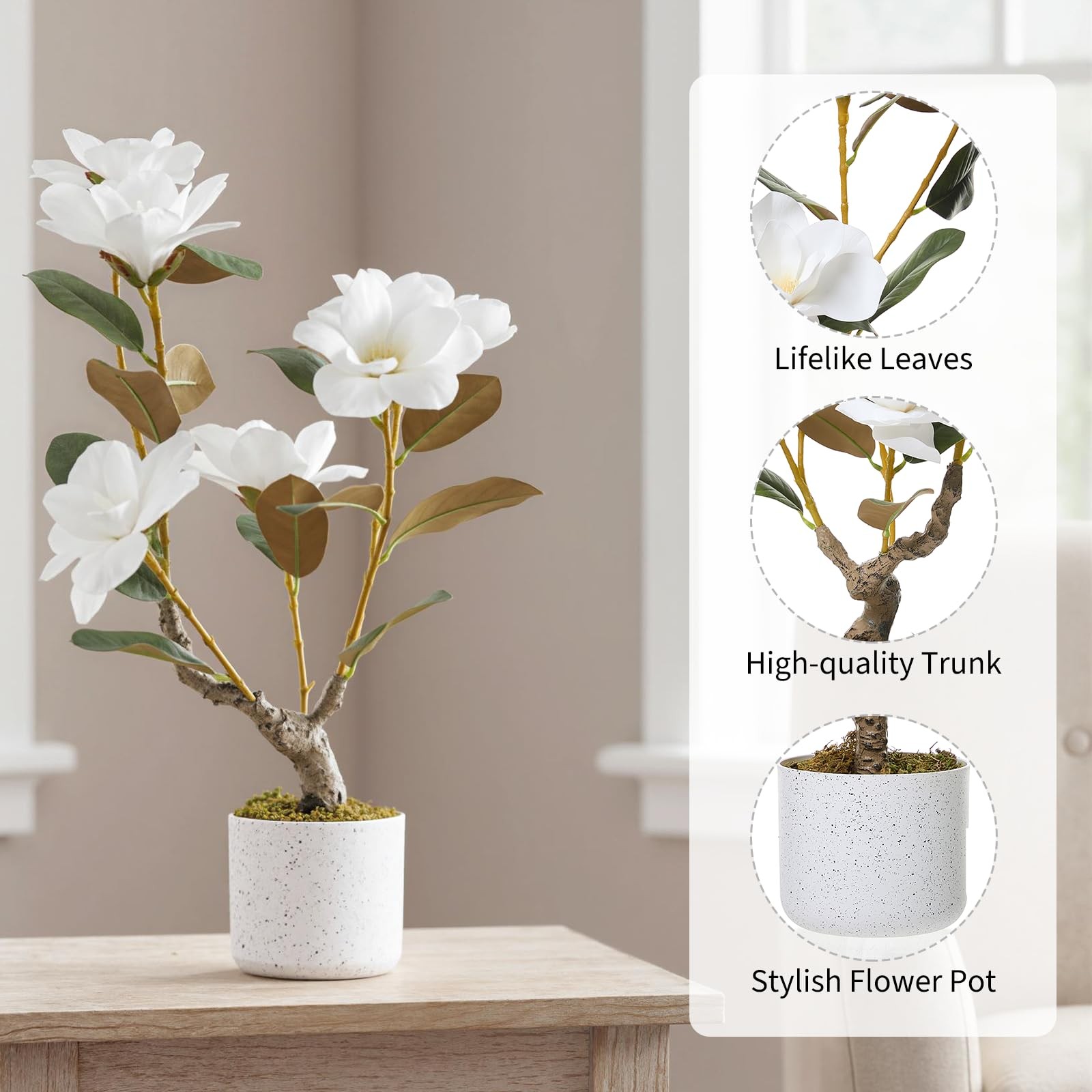 White Fake Orchids Flowers in Pot 2 Pack,24 inch Faux Orchids Plant Real Touc…