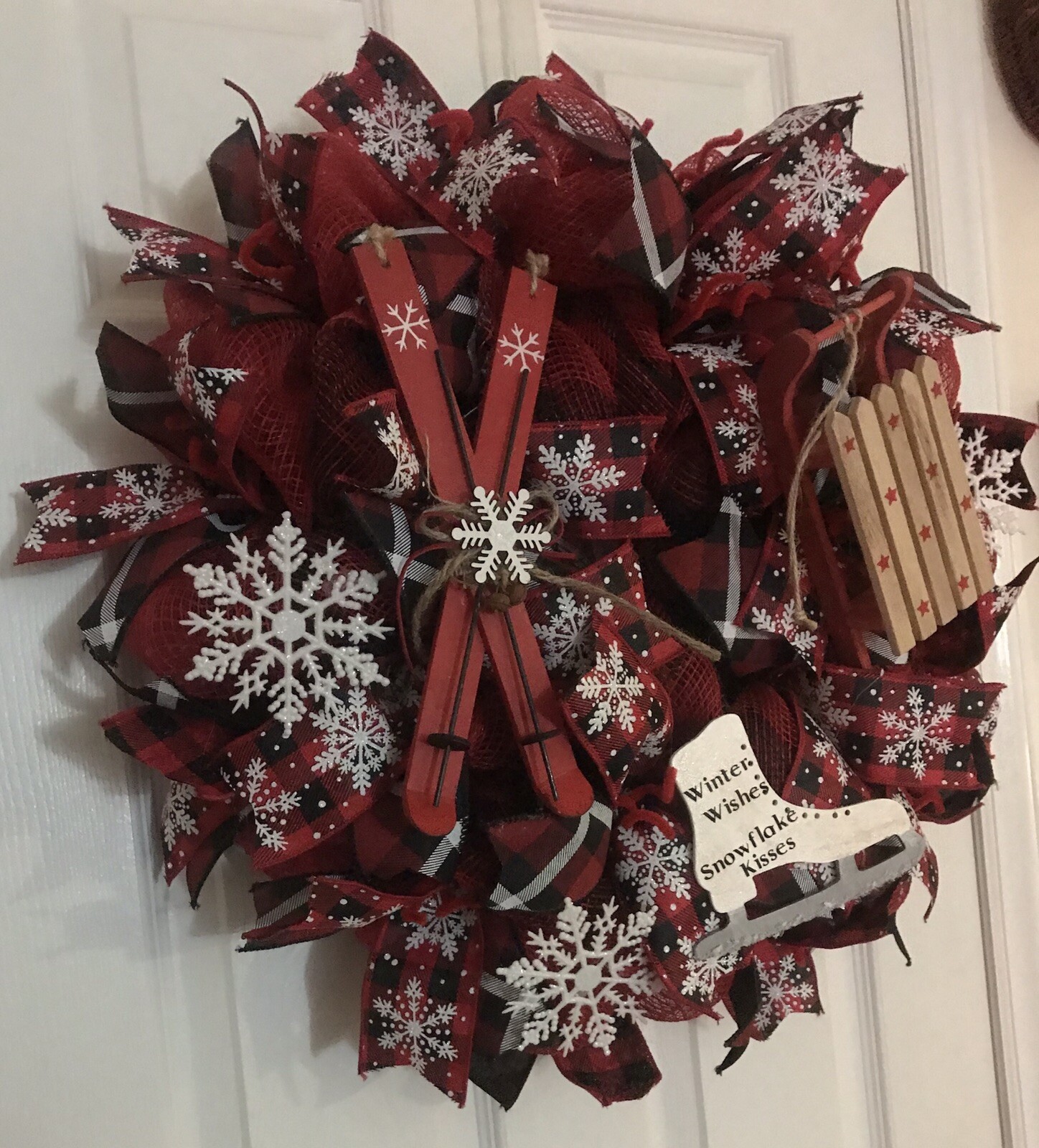 Winter Wishes – Winter / Holiday / Christmas Fabric Mesh Wreath