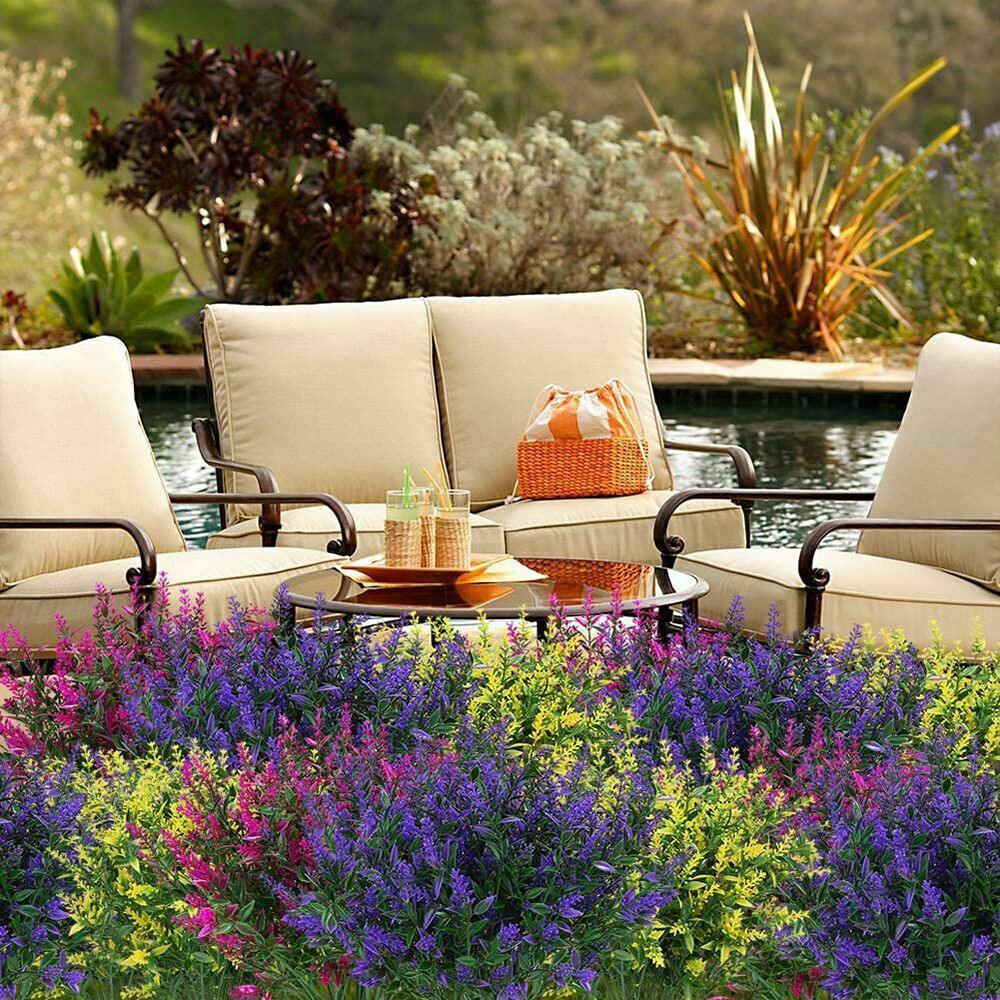 Artificial Flowers Plastic Fake Plants UV Resistant Home In/Outdoor Garden Decor