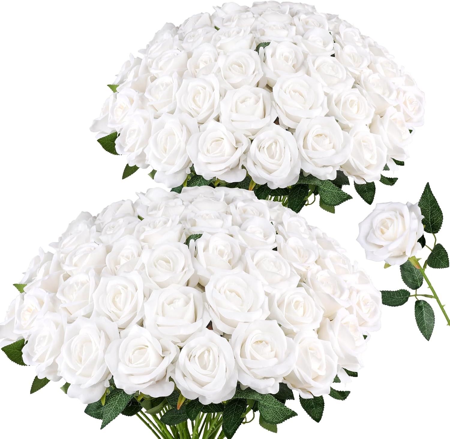Artificial White Roses Velvet Flowers Bulk Wedding Decor