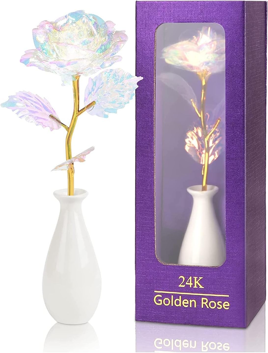 Valentines Day Rose Gifts for Her Birthday Gift for Women Galaxy Glass Rose
