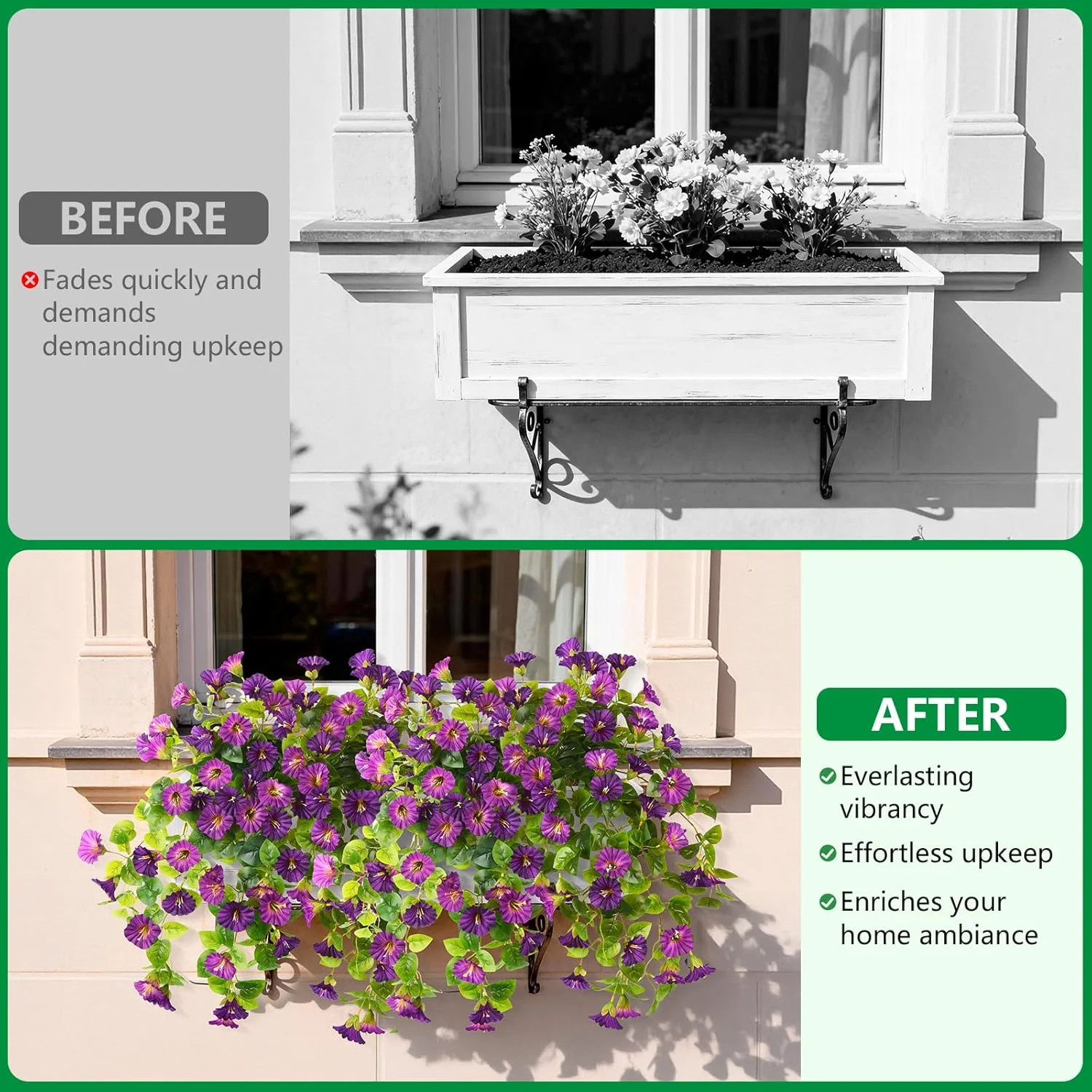 Artificial Purple Faux Petunia Flowers UV Resistant Outdoor Garden Decor Plants