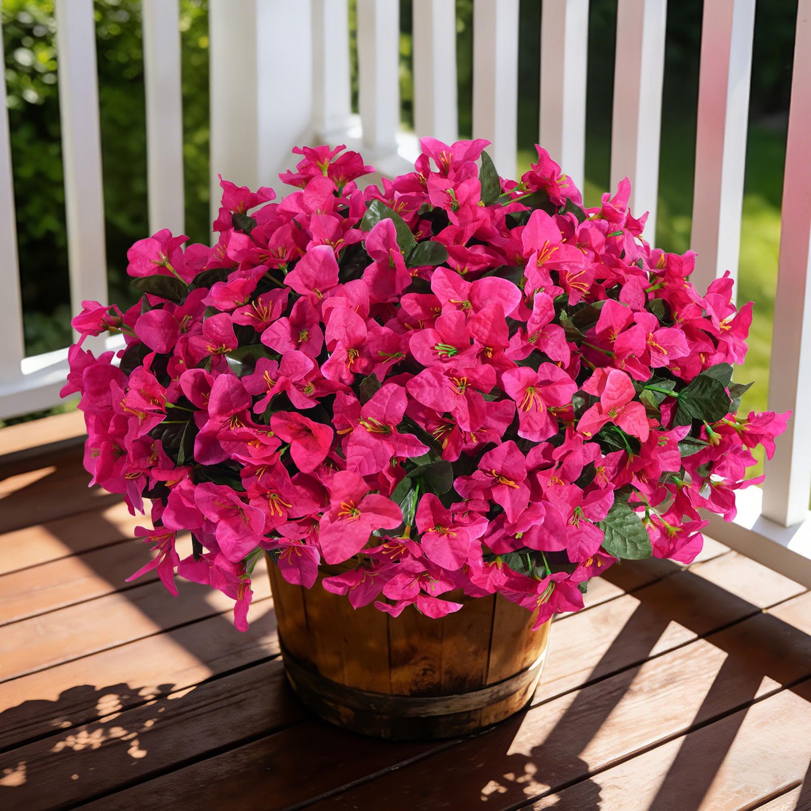 Faux Bougainvillea Artificial Flowers for Outdoors Summer Outside Decor, 4 Bu…