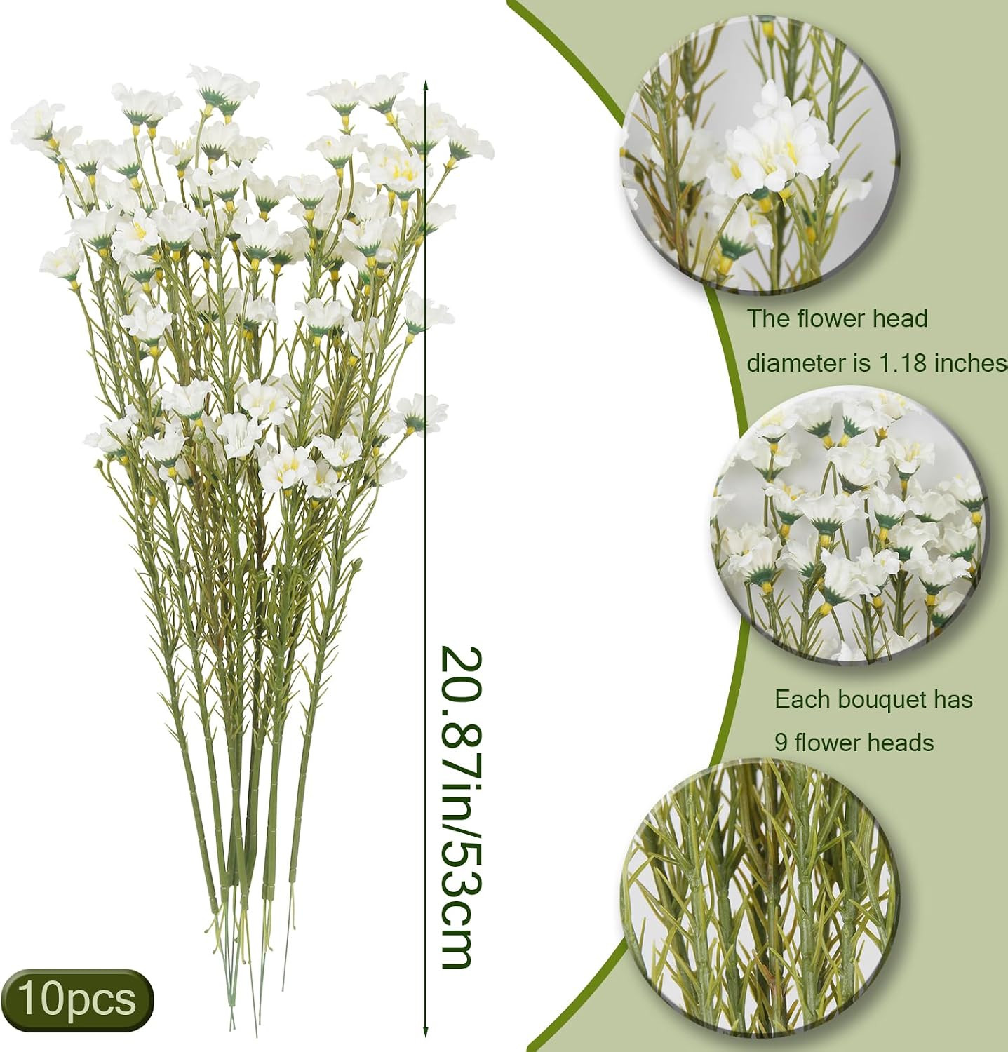 10 Pcs Artificial Wildflowers with Stems Bulk Silk Spring Flowers 21