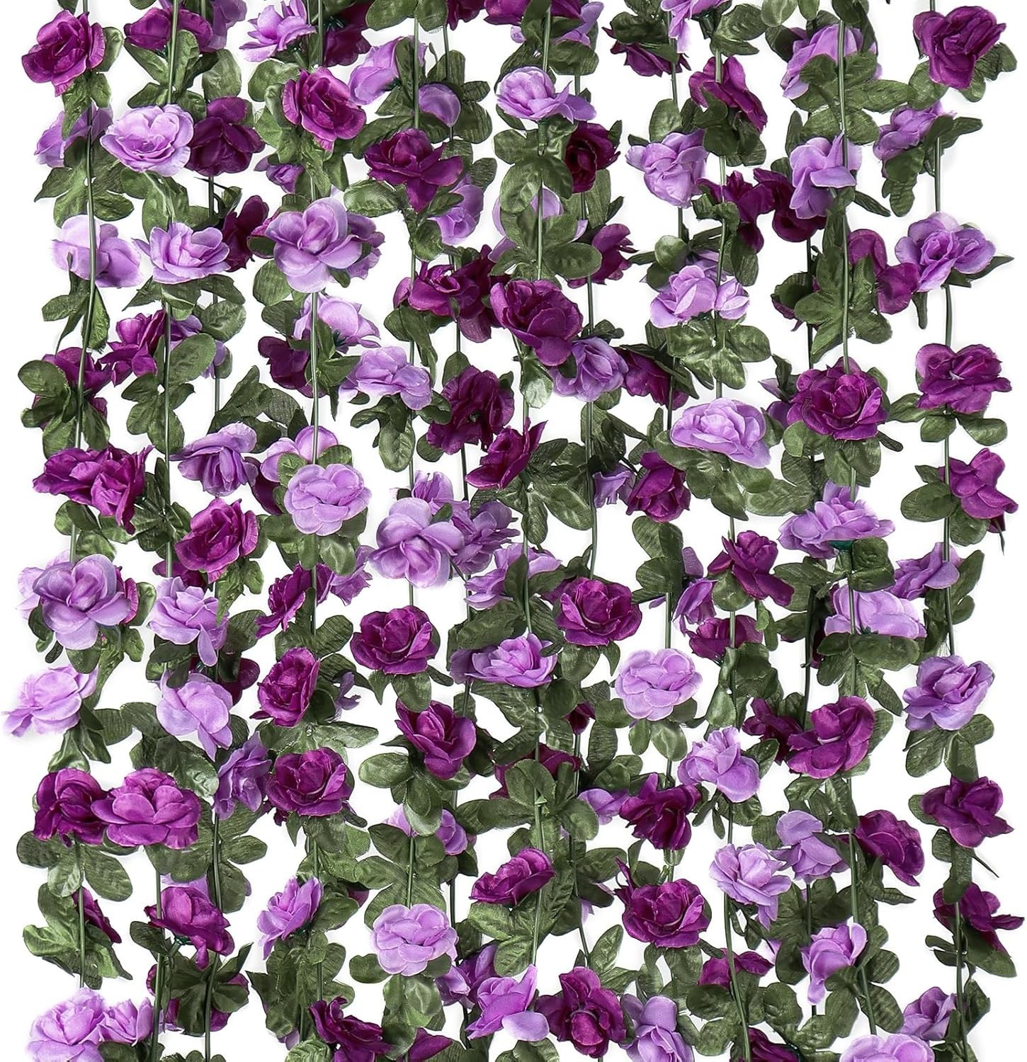 9 Pack 72 FT Artificial Flower Garland Fake Purple Roses Vines Silk Flowers Faux