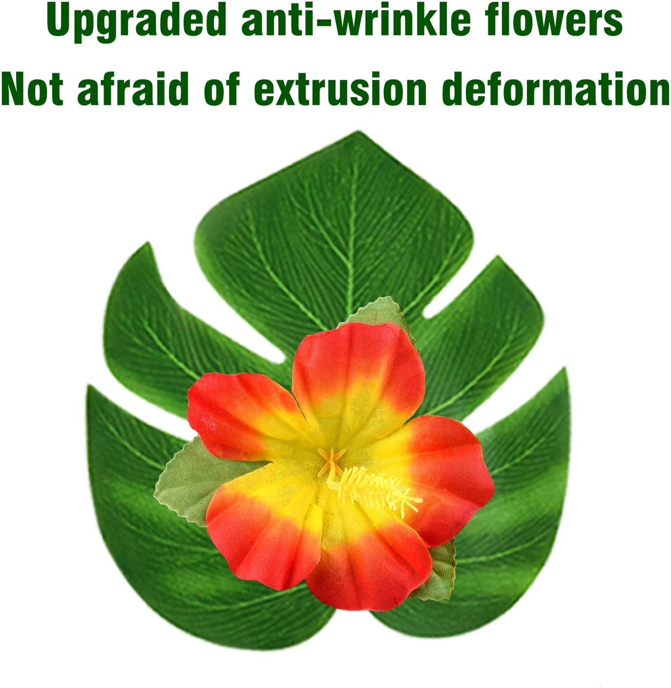 60 Pcs Wrinkle Prevention Flowers and Tropical Leaves for Tropical Party Decorat