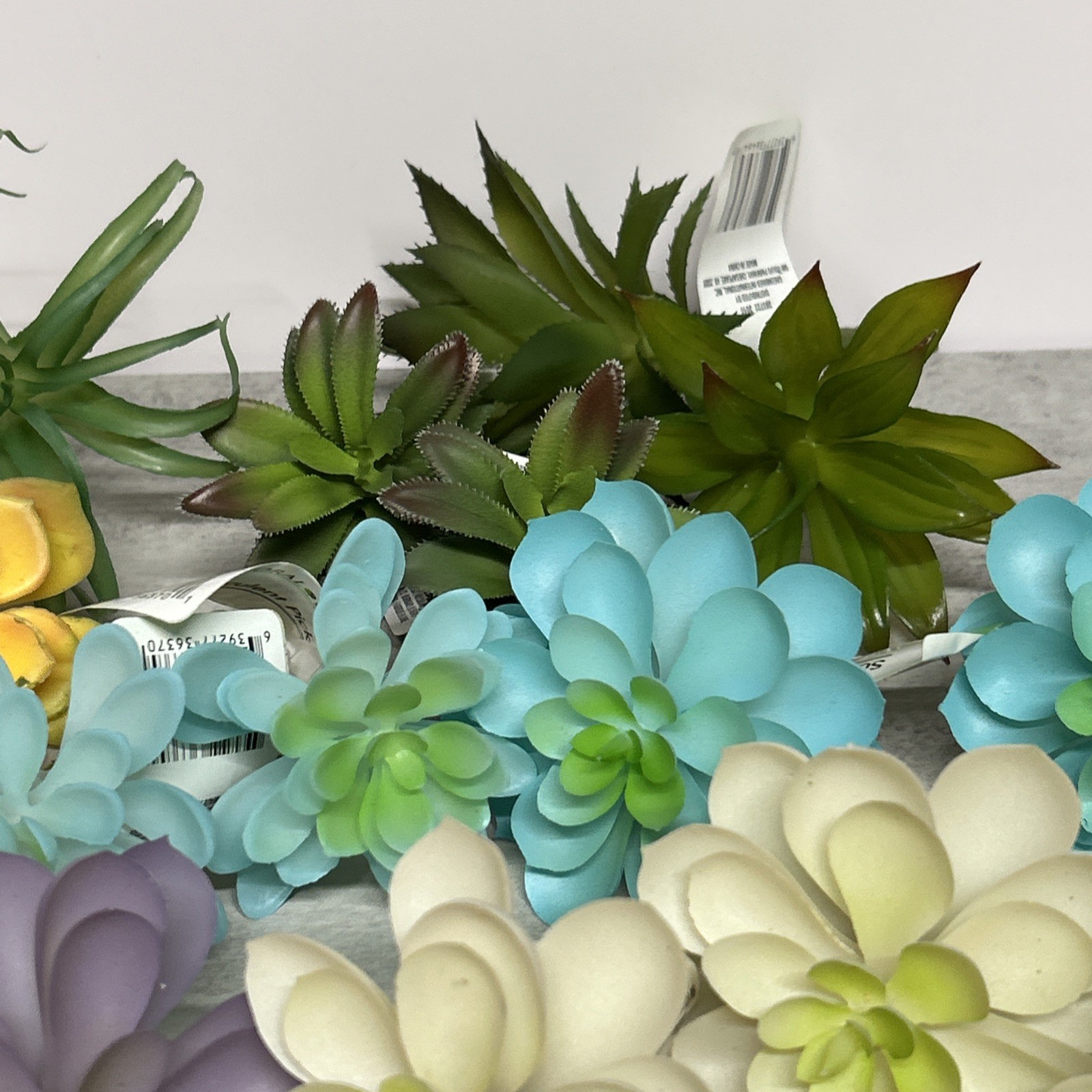 Succulent Picks Artificial Assorted Lot Of 16 Aloe Fern Flowers Blue Purple