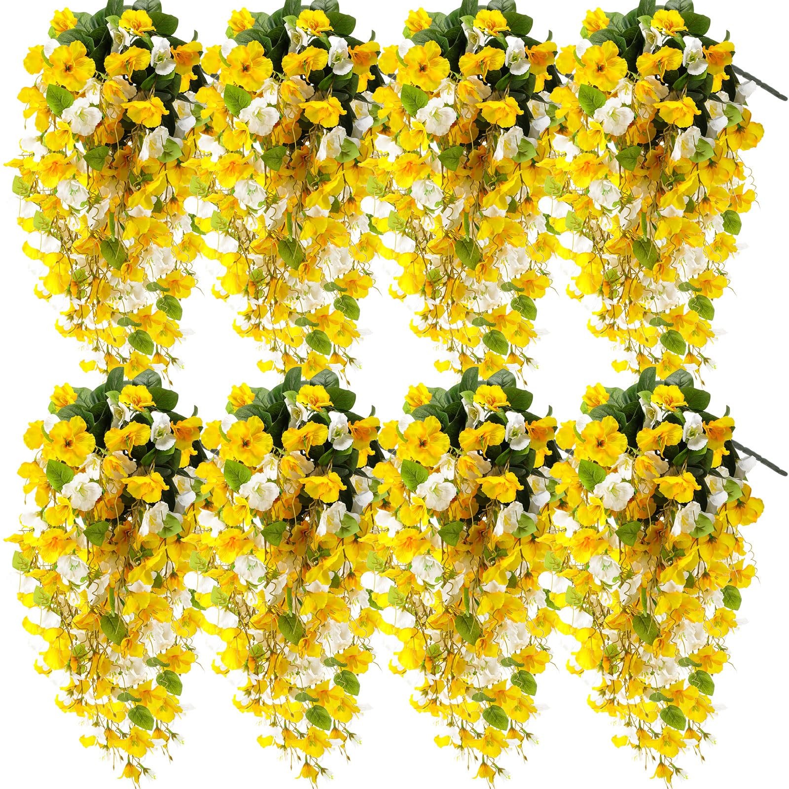 8 Pcs Artificial Hibiscus Flowers for Outdoors Spring Summer Decor Fake Hangi…