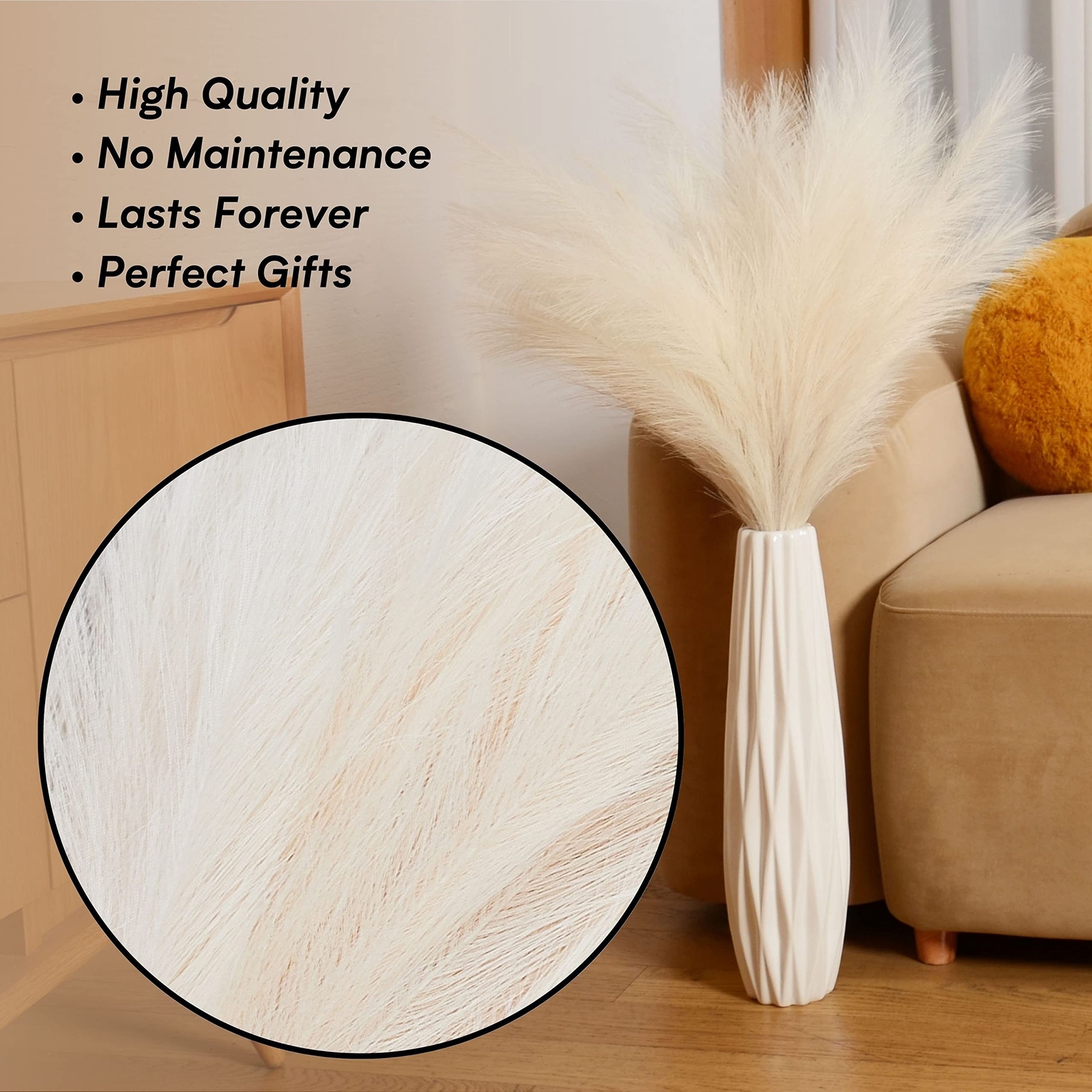 Qubitful Faux Pampas Grass, 9 PCS 37”/3.1FT Tall Fluffy Fake Pompas Floral, …