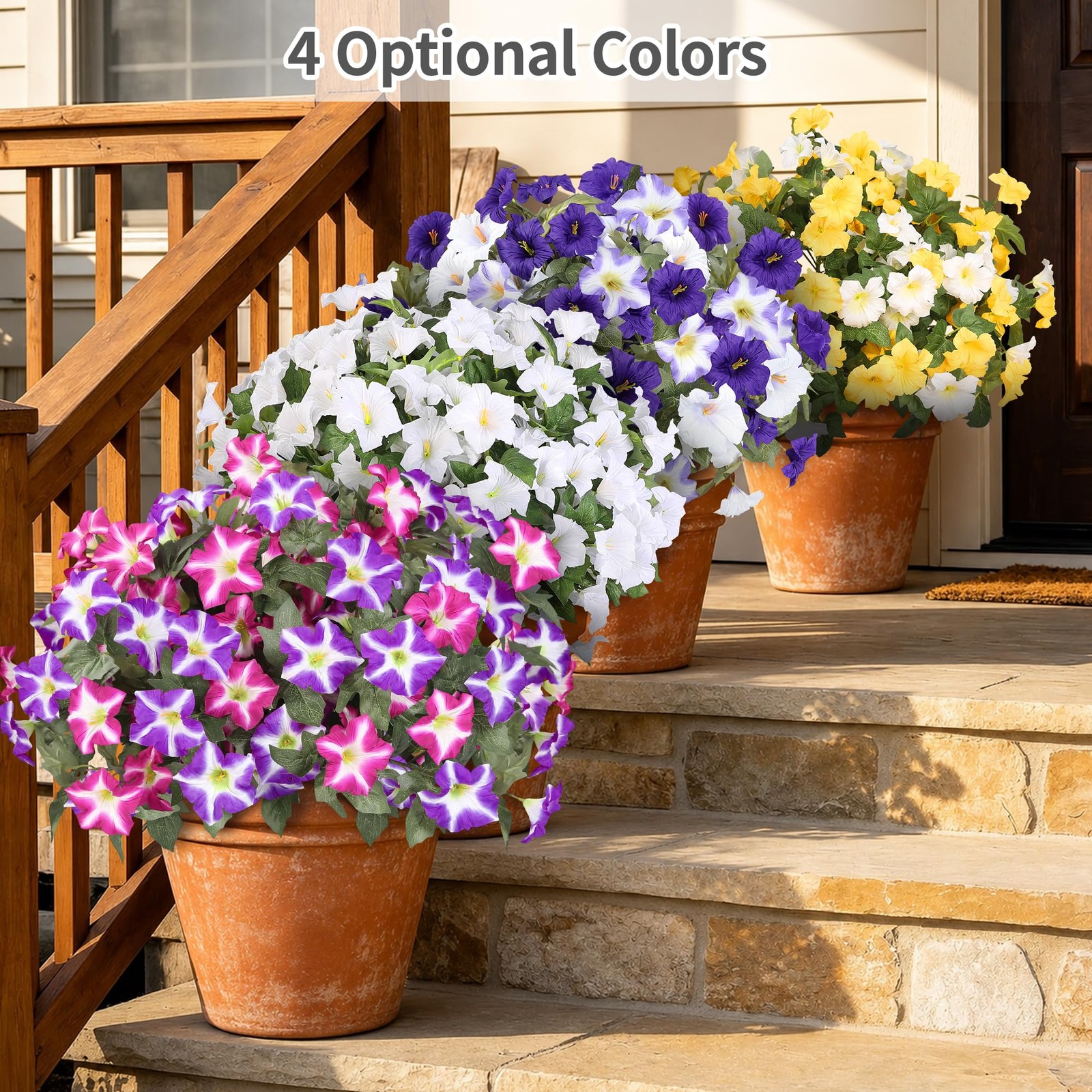 6 Bundles Pink Purple Flowers Artificial Petunias, Large Headed Faux Petunias…