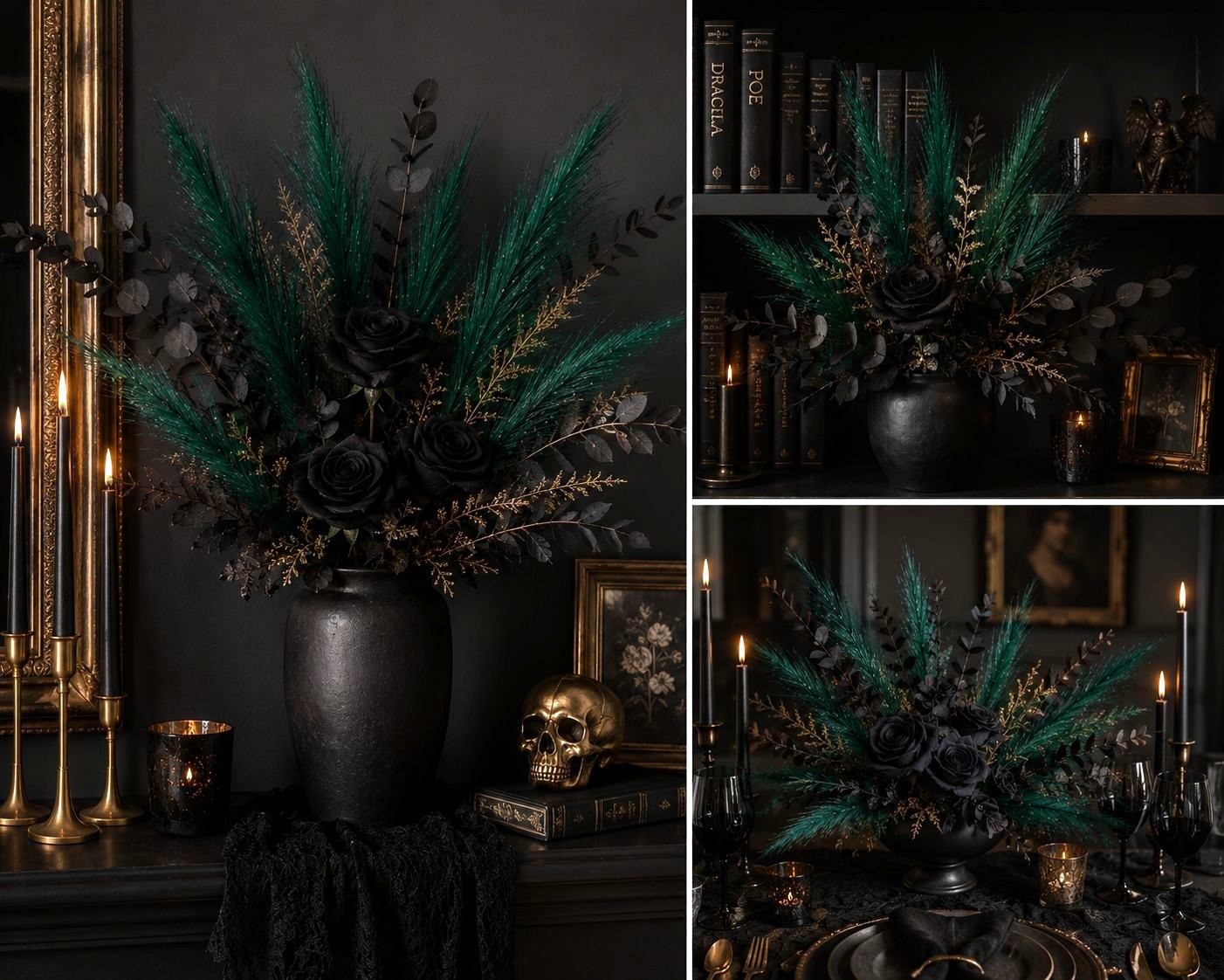 Emerald Green Faux Pampas Grass Set of 12 Artificial Pampas Stems Green Wedding