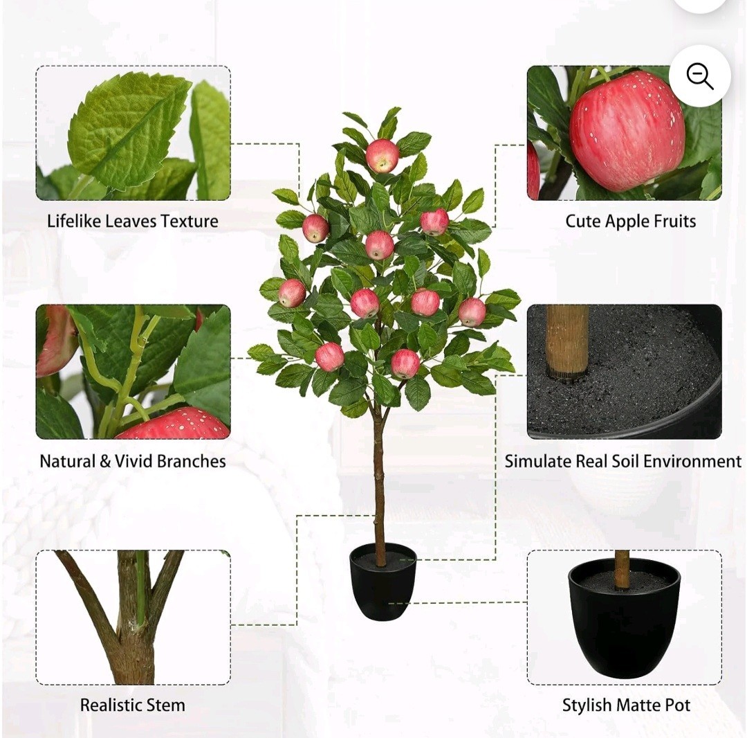 Artificial Apple Tree 3ft Fake Fruits Plant in Pot Large Floor Decor for Home…