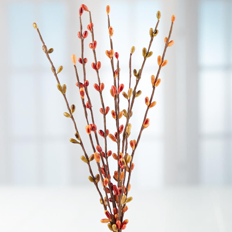 Set of 12 Pumpkin Orange and Sage 12″ Pip Berry Sprays for Decor