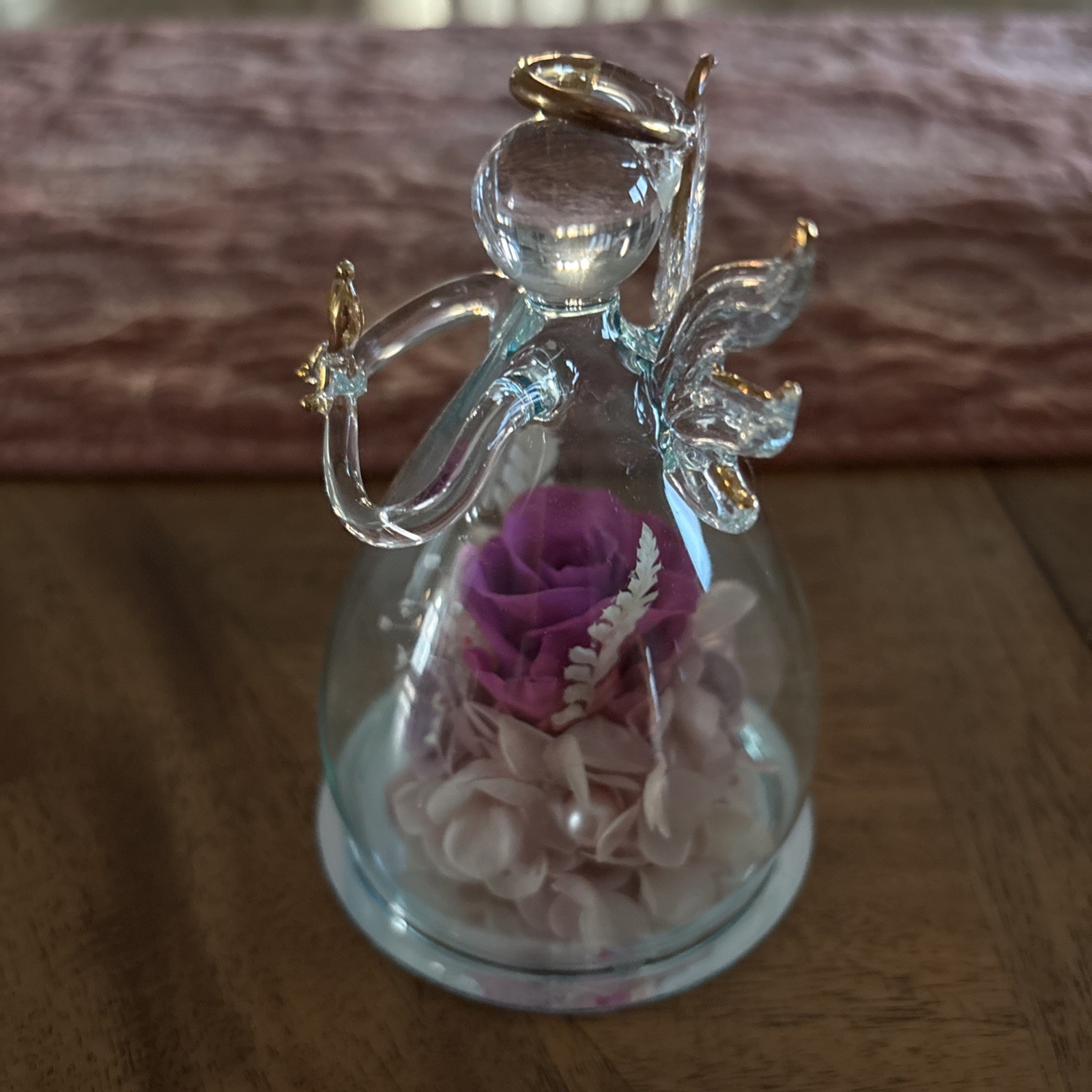 Beautiful Angel Pink Rose Figurine by ANLUNOB. The Only Eternal Rose.