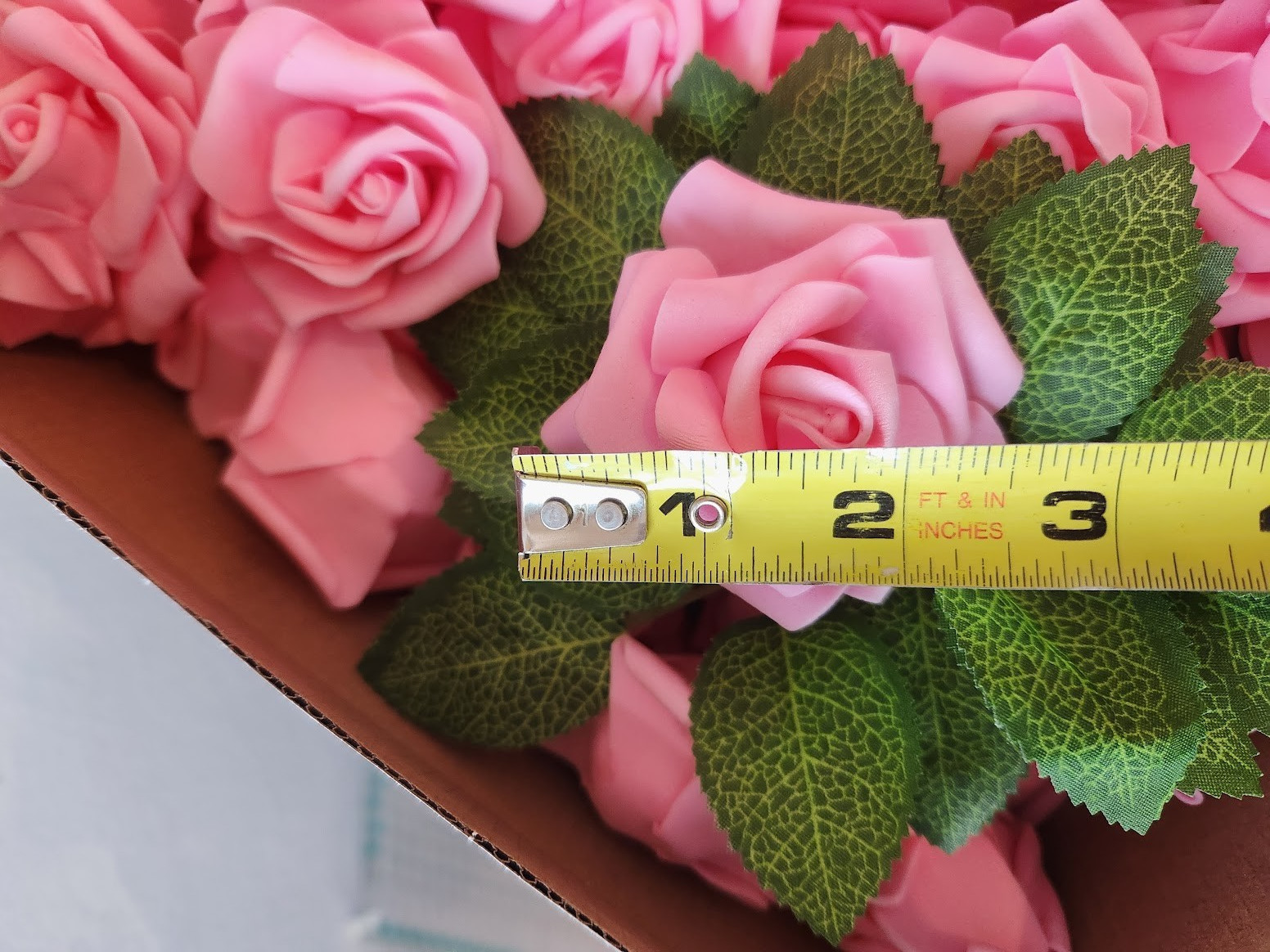 70 Pieces Pink Foam Rose Heads Only (NO Stems) and 6 leaf pieces NEW open box