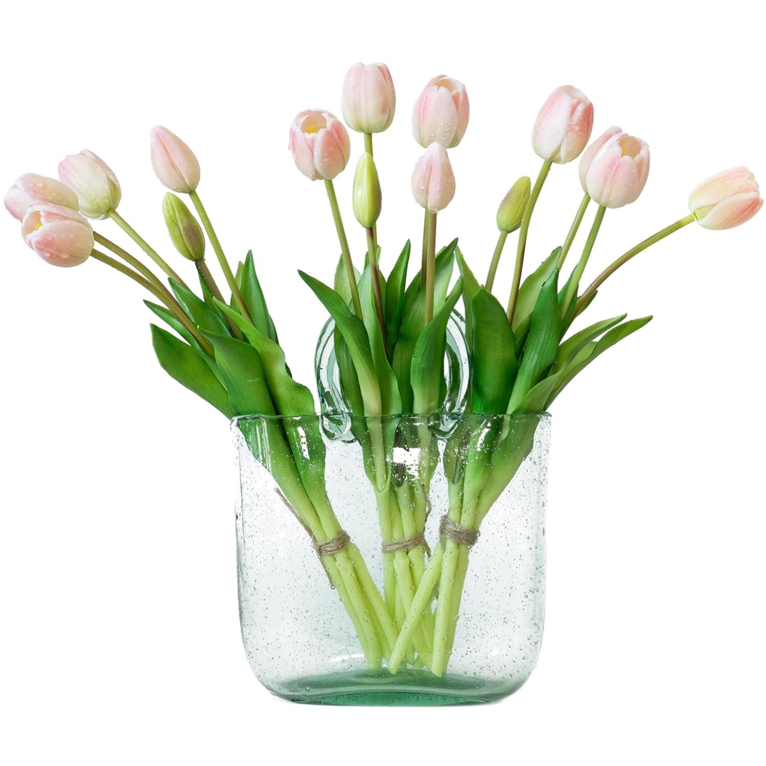 Artificial Tulip Flowers Set – 15 Pack in B Powder Pink
