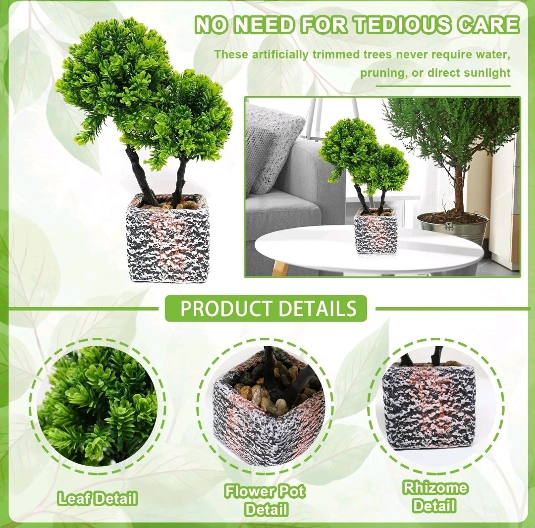Small Fake Plants with Marble Planter, Fake Potted Plants Artificial Decor fo…